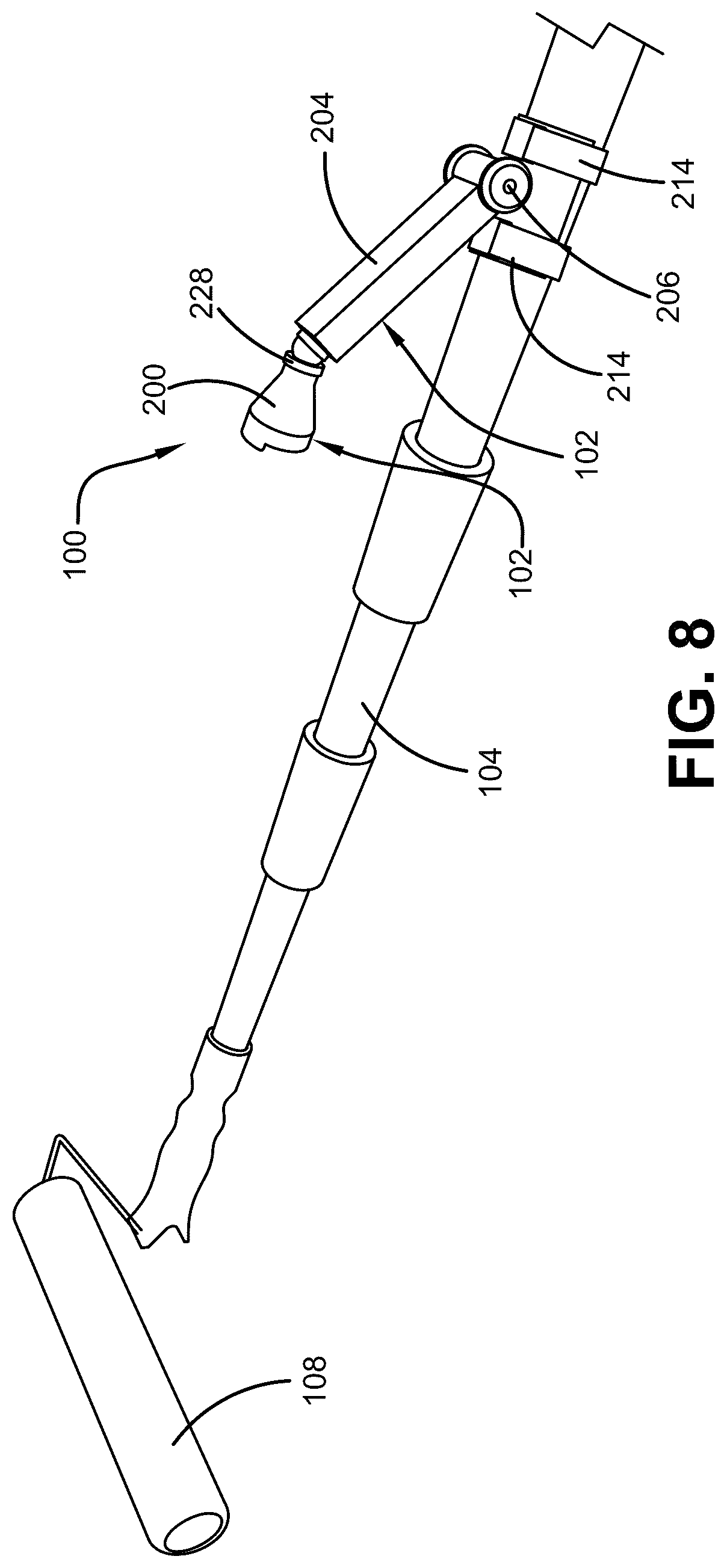 Patent US12305832 Figure 8 – Paint roller pole attachable light device