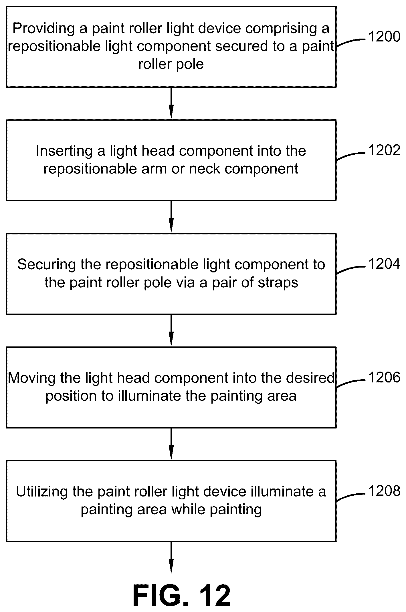 Patent US12305832 Figure 12 – Paint roller pole attachable light device