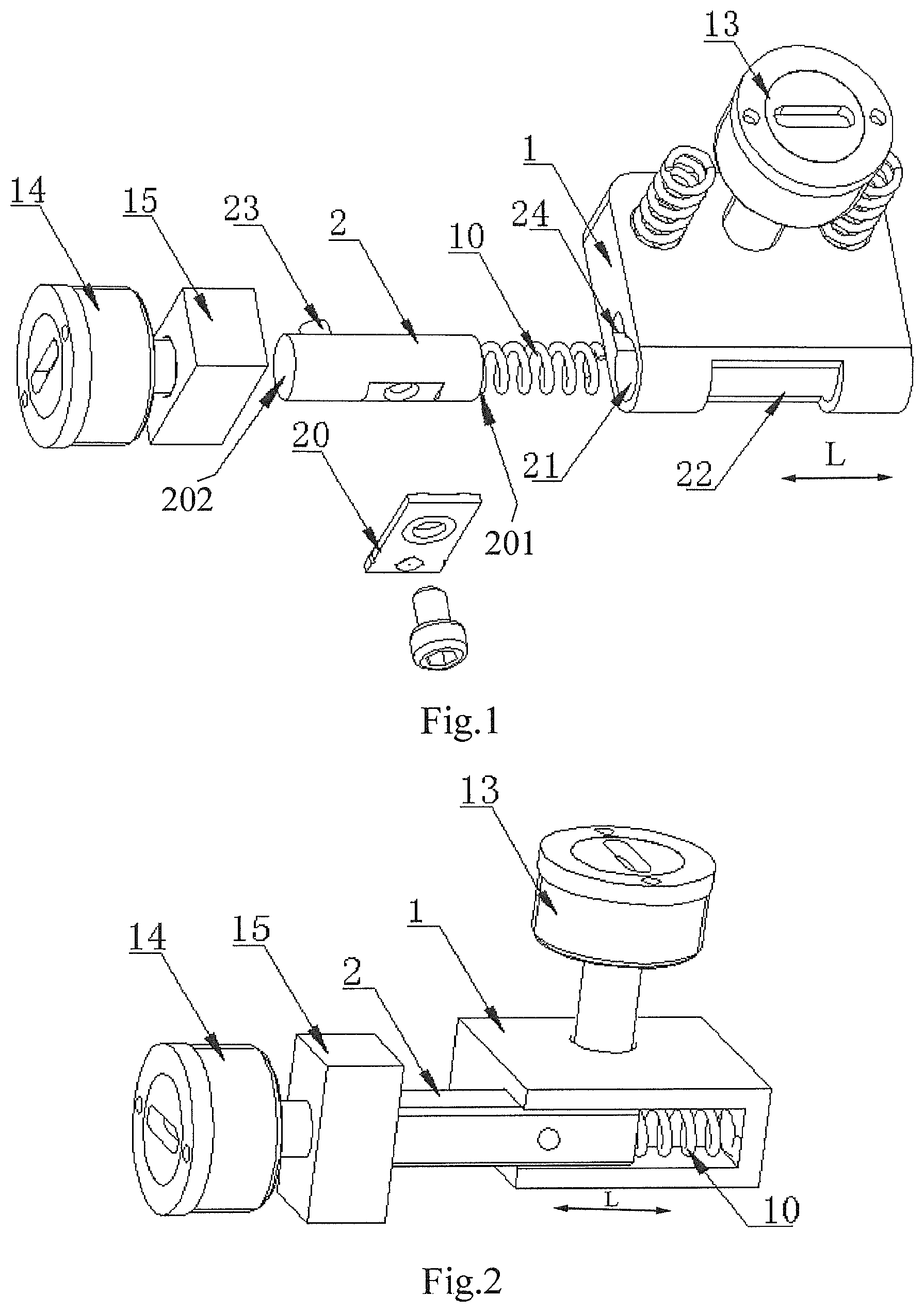 Patent US12305837 Figure 1 – LED mounting base, adjustment mechanism with LED mounting base and red dot sighting device with adjustment mechanism
