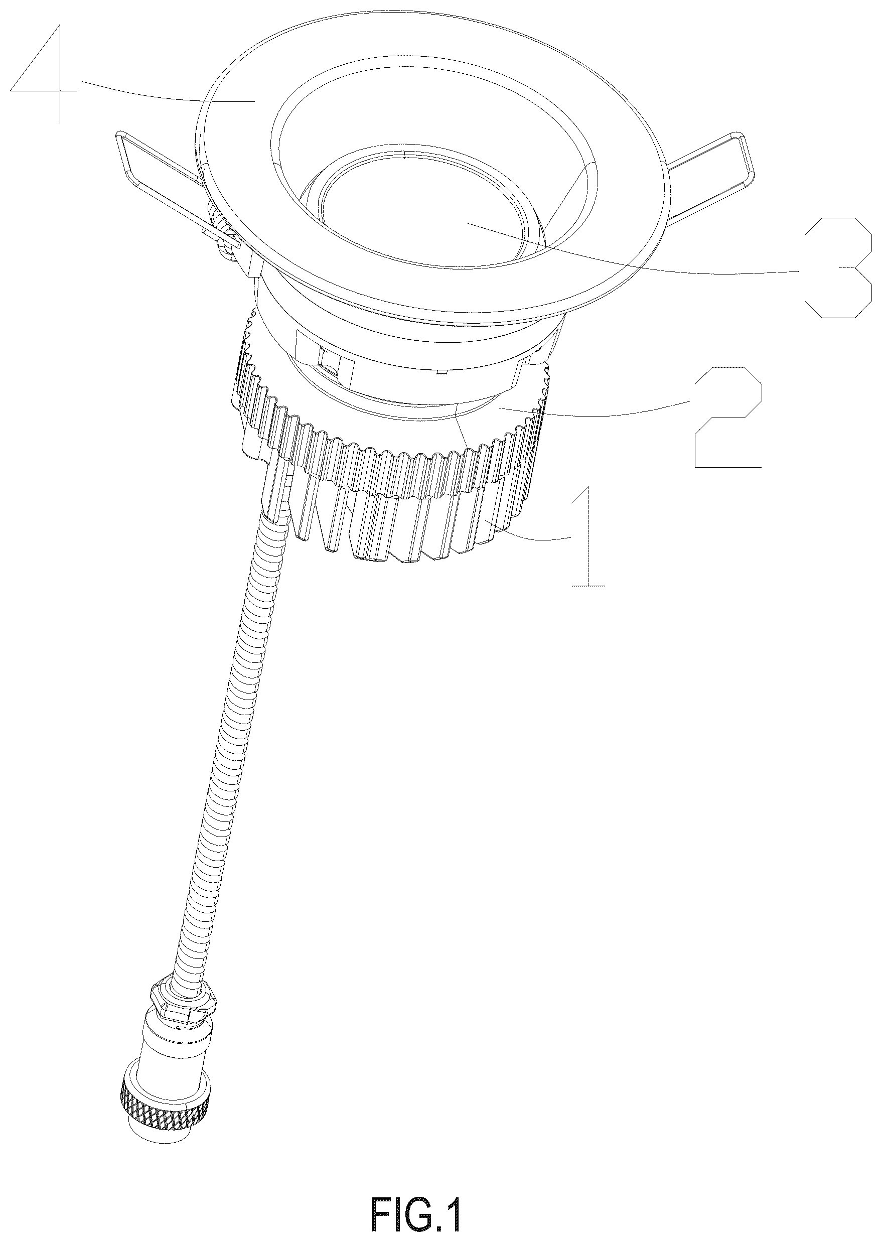 Patent US12305838 Figure 1 – Angle-adjustable spotlight
