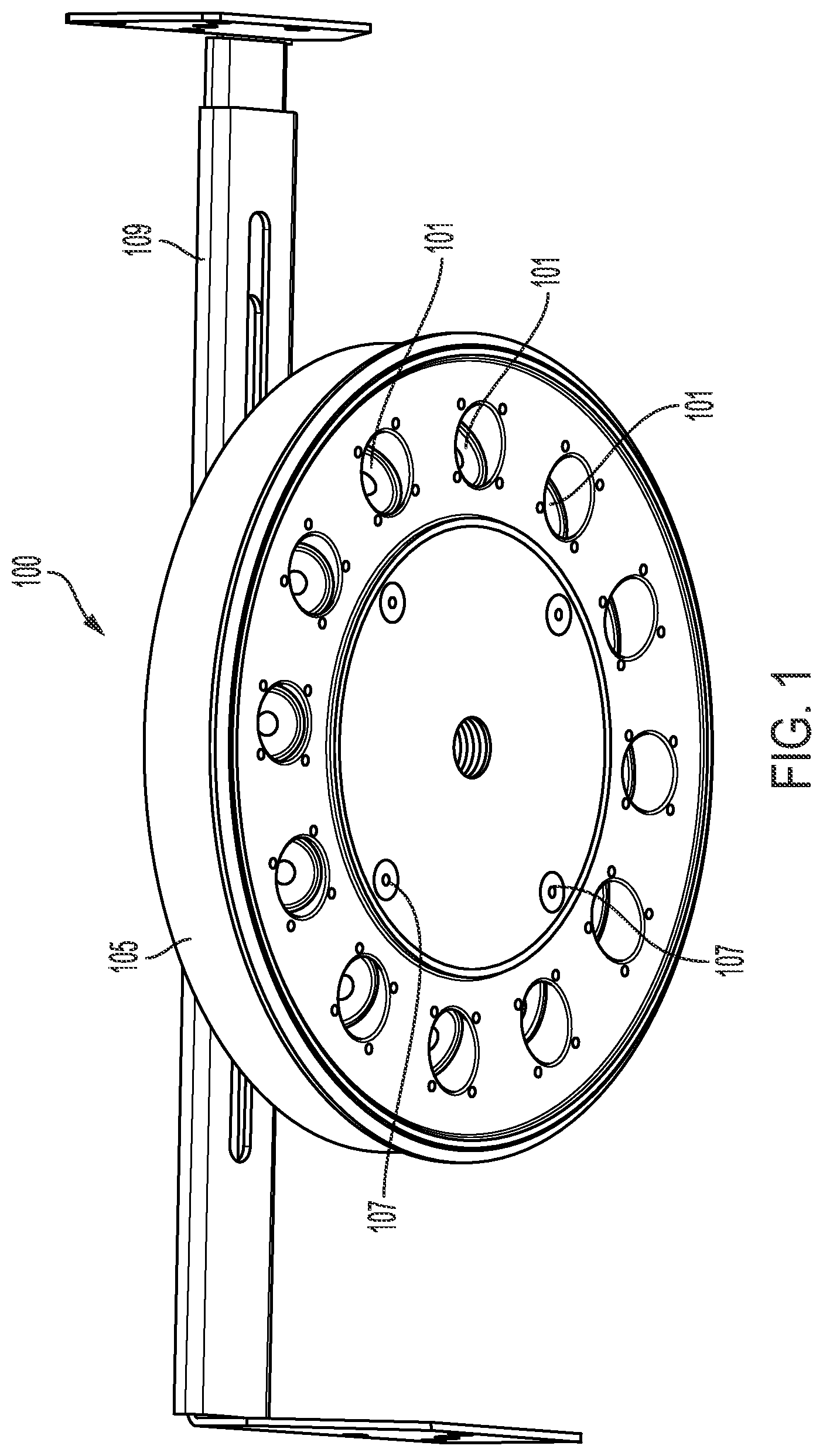 Patent US12305847 Figure 1 – Combination speaker and lighting fixture or other electrical element