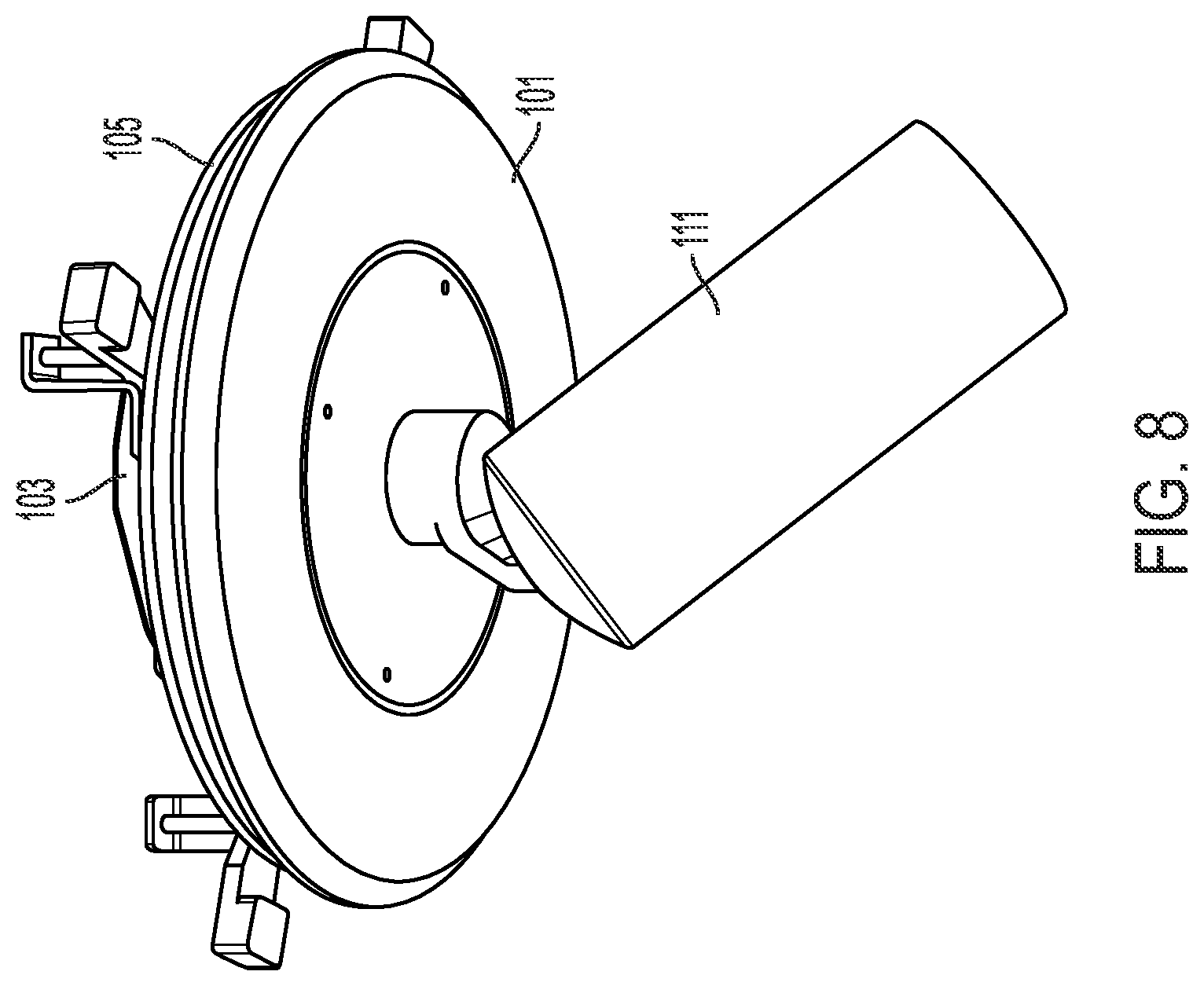 Patent US12305847 Figure 8 – Combination speaker and lighting fixture or other electrical element