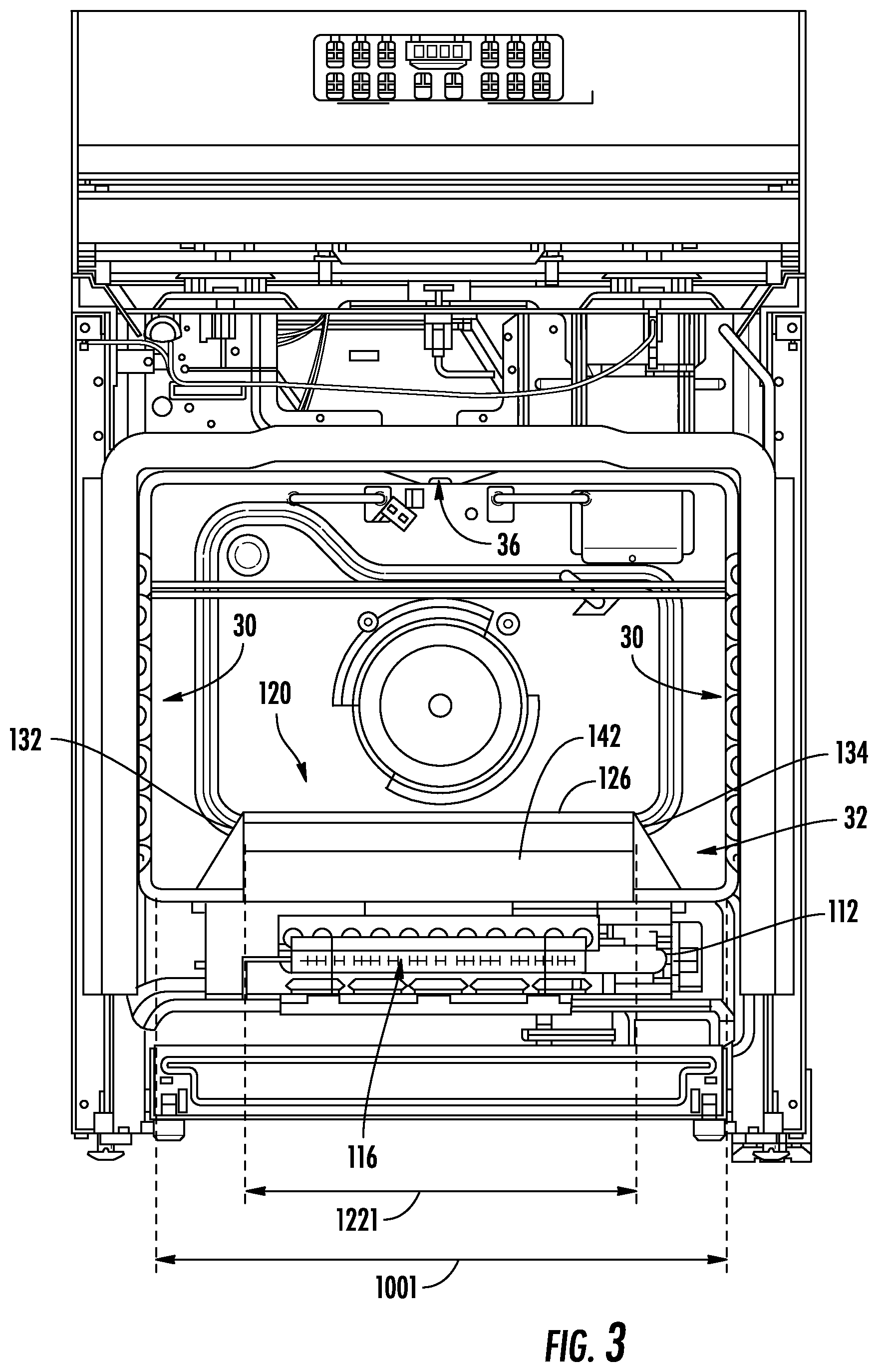 Patent US12305864 Figure 3 – Oven appliance including a high temperature cooking zone