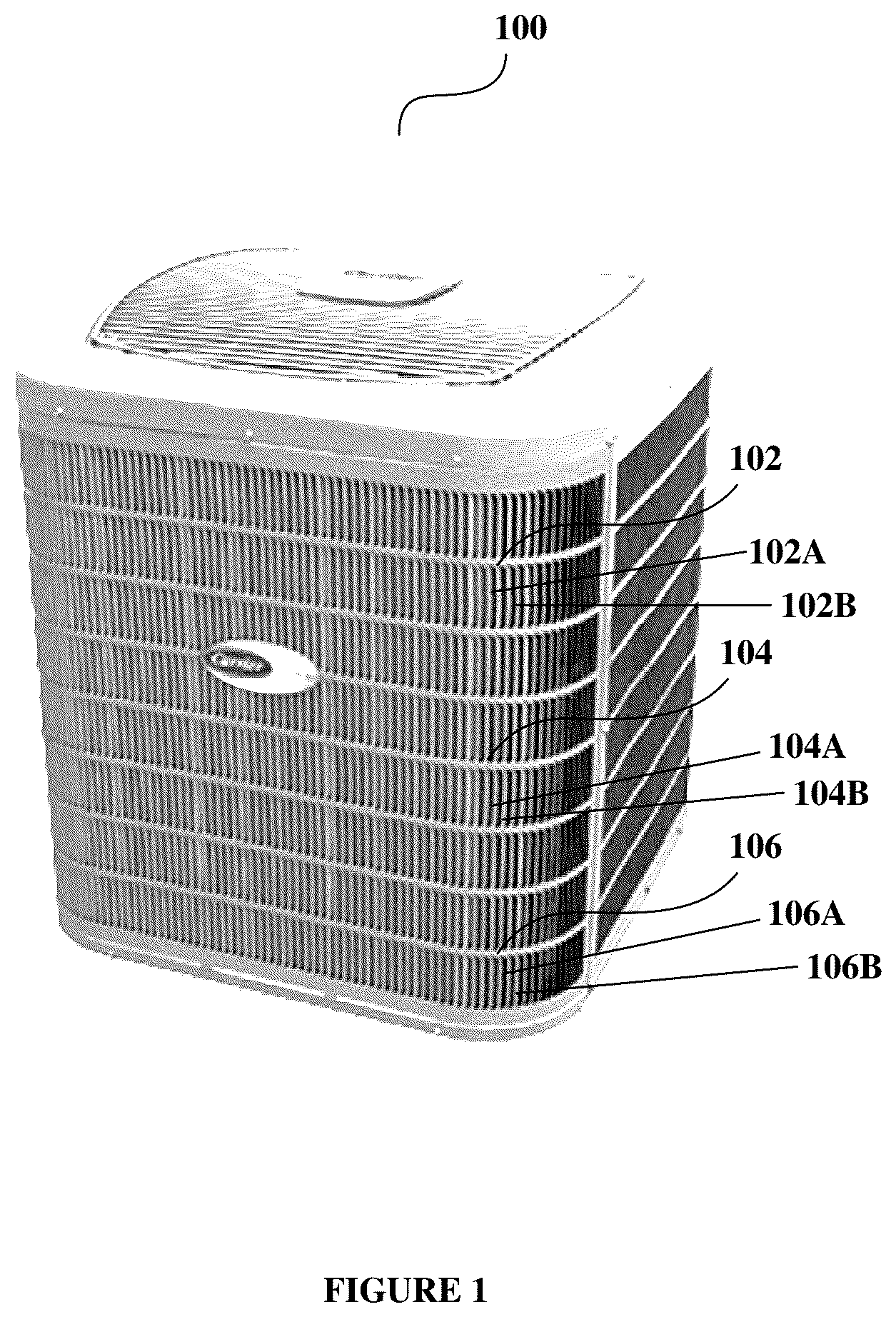 Patent US12305879 Figure 1 – Cambered louvers