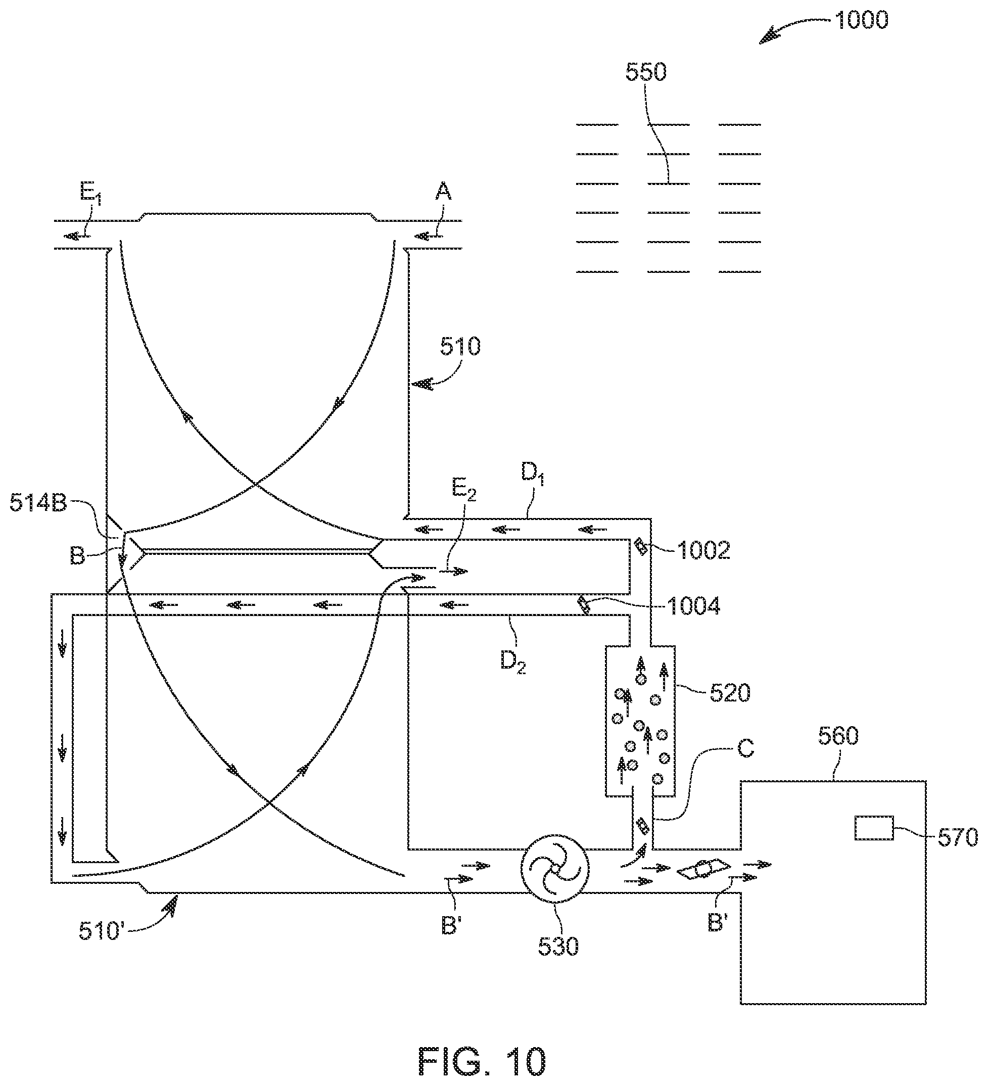 Patent US12305883 Figure 10 – Combined direct and indirect evaporative cooling system and method