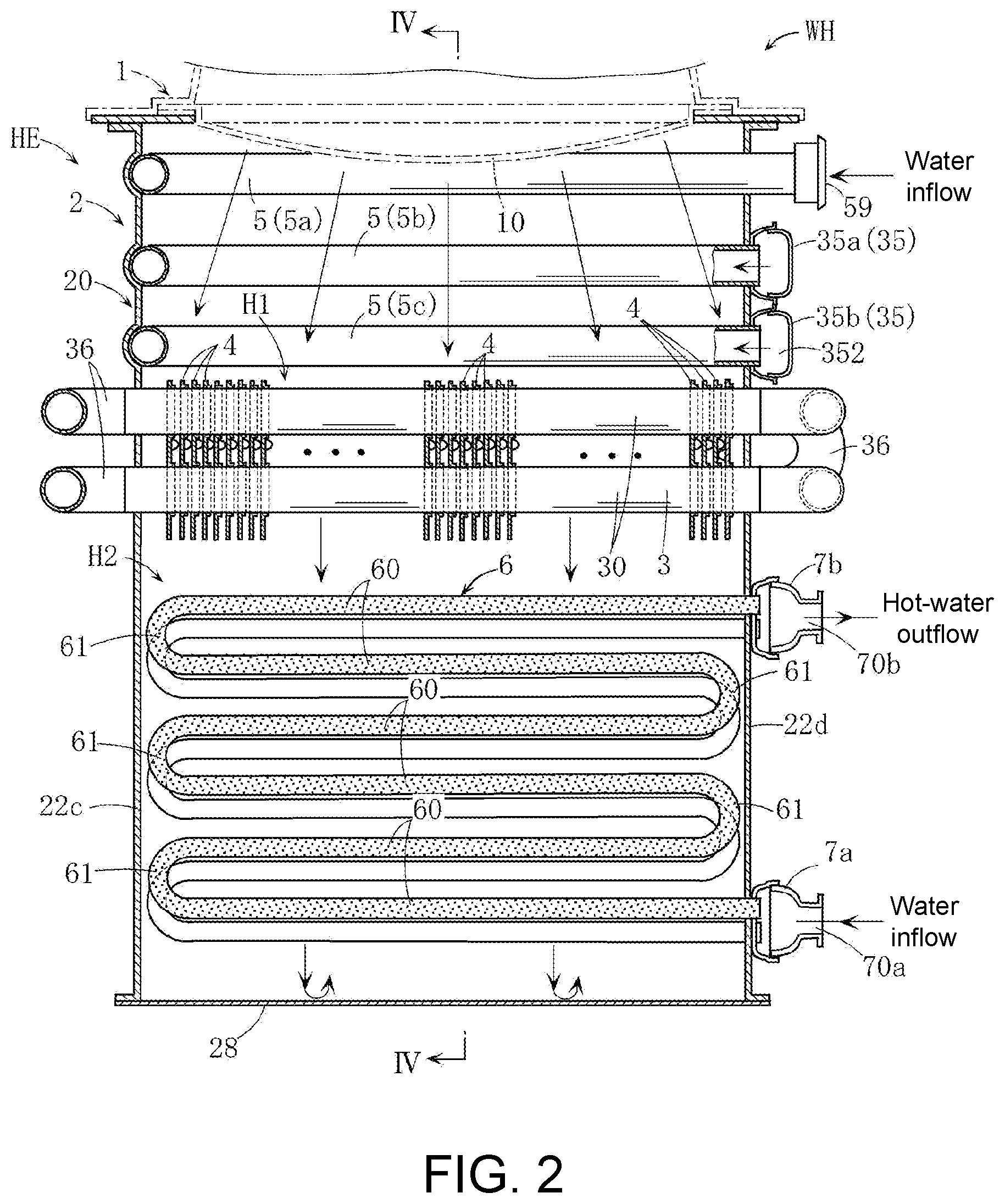 Patent US12305884 Figure 2 – Heat exchanger and water heater equipped with the same