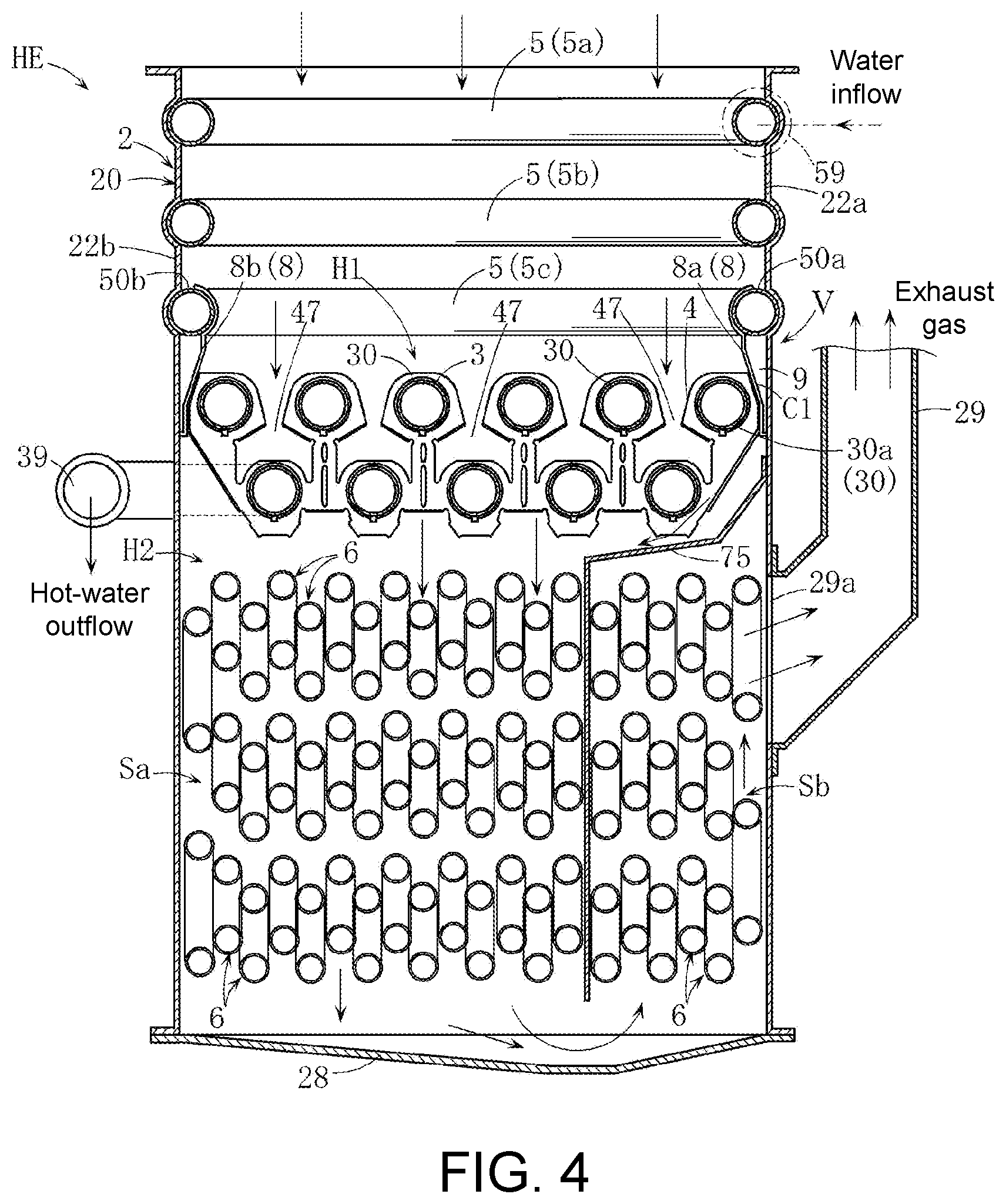 Patent US12305884 Figure 4 – Heat exchanger and water heater equipped with the same