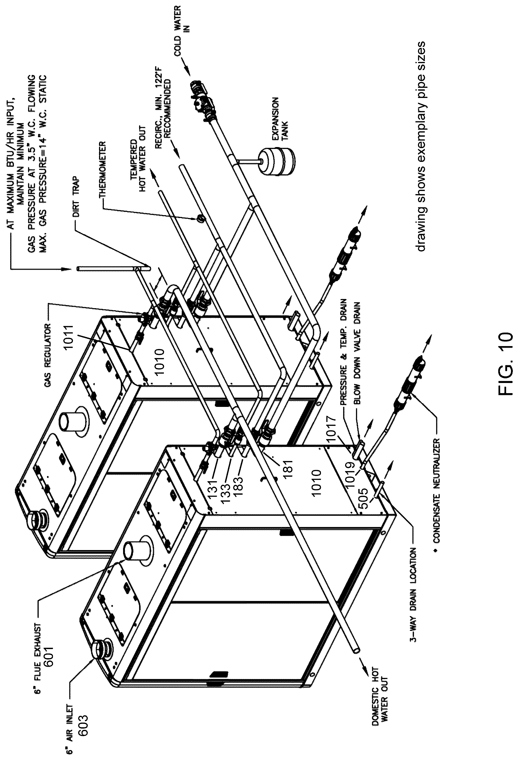 Patent US12305885 Figure 11 – Compact water heating and treatment system