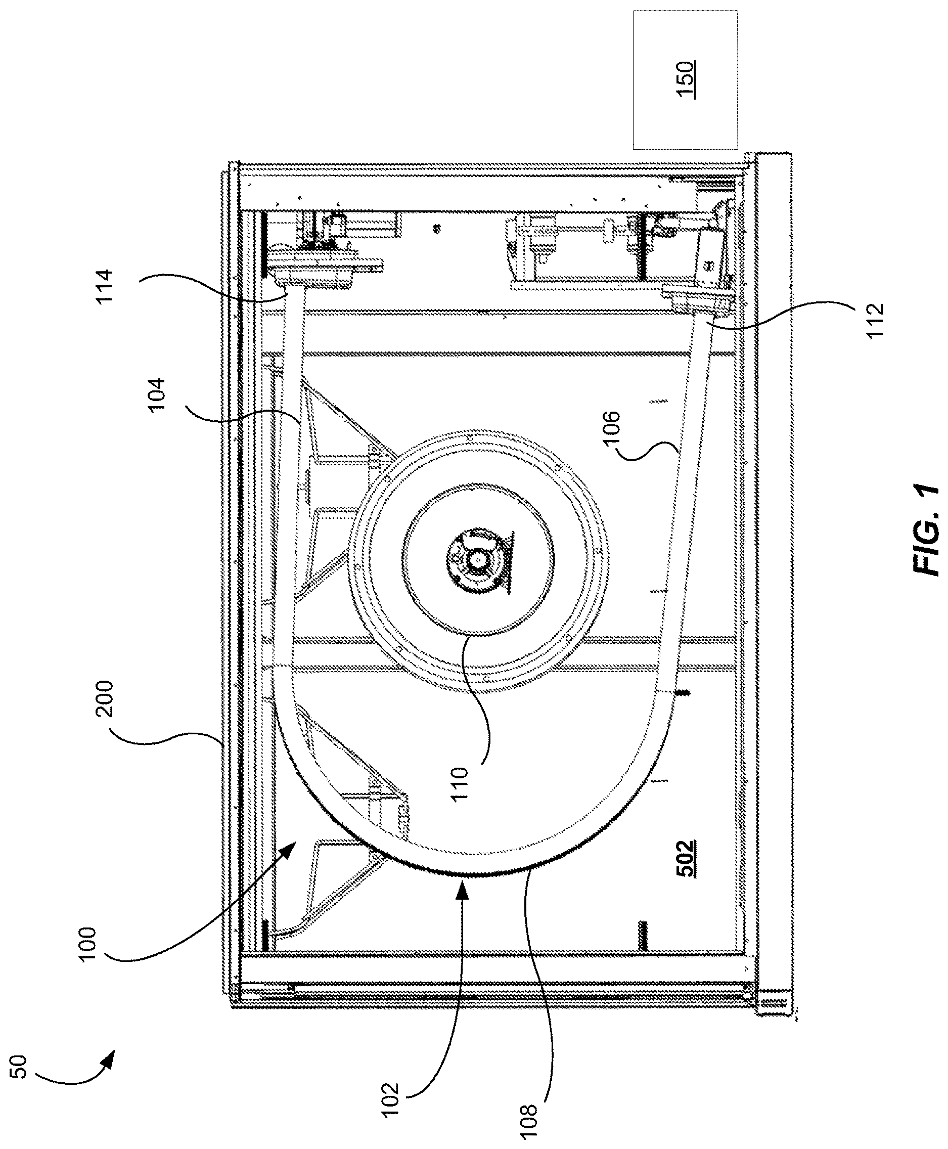 Patent US12305886 Figure 1 – Heating systems with unhoused centrifugal fan and wraparound heat exchanger