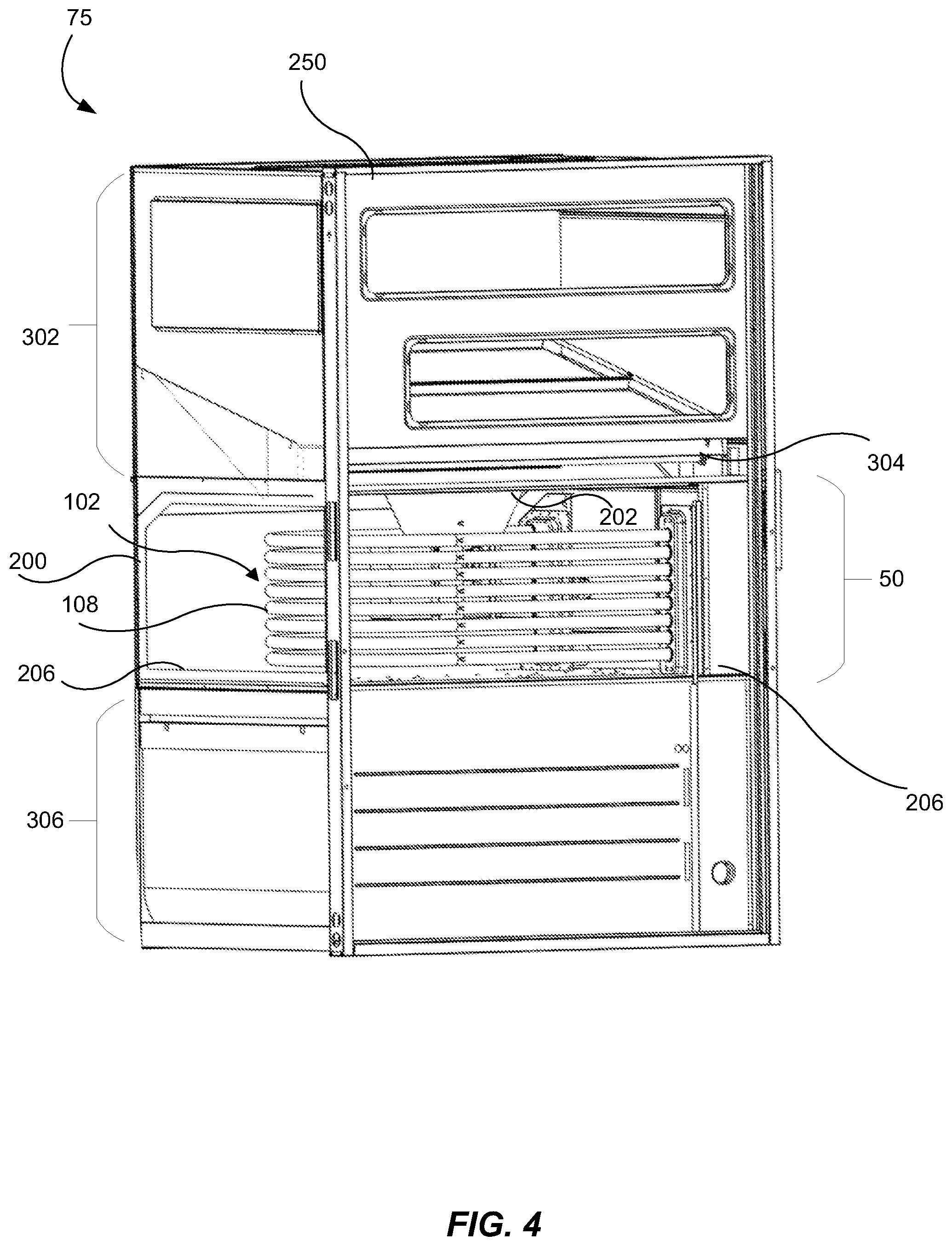 Patent US12305886 Figure 4 – Heating systems with unhoused centrifugal fan and wraparound heat exchanger