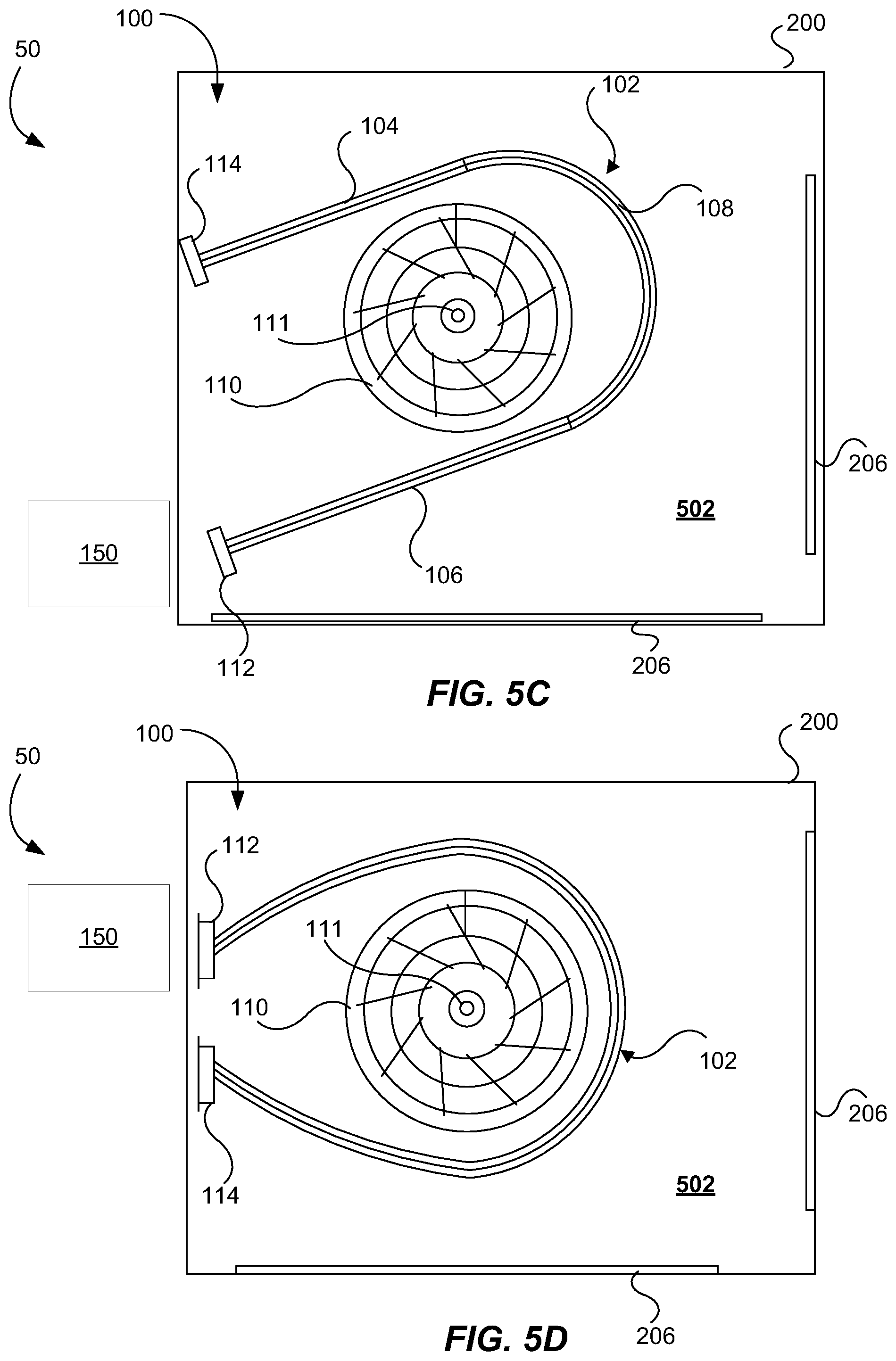 Patent US12305886 Figure 6 – Heating systems with unhoused centrifugal fan and wraparound heat exchanger
