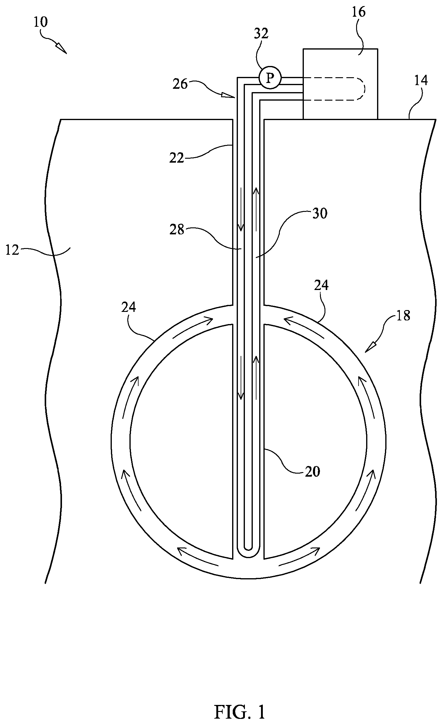 Patent US12305892 Figure 1 – Thermosiphon geothermal energy recovery systems and methods
