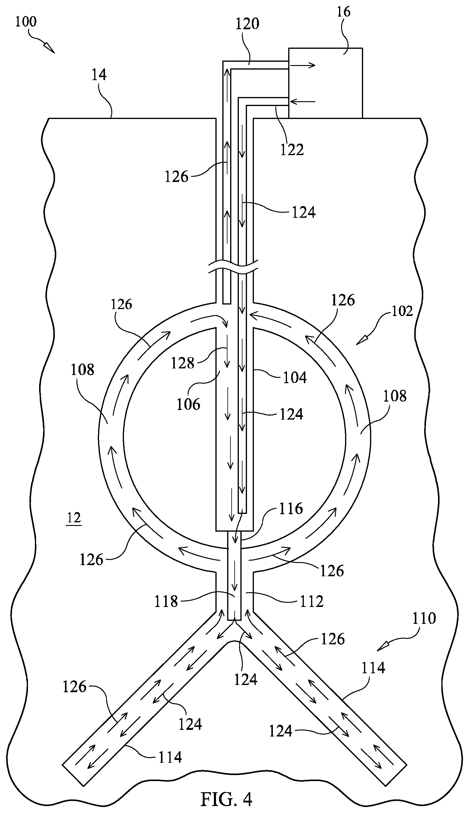 Patent US12305892 Figure 4 – Thermosiphon geothermal energy recovery systems and methods