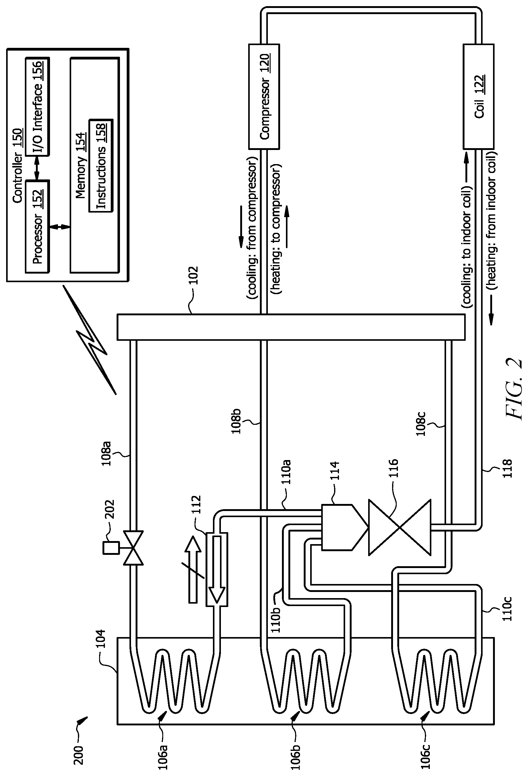 Patent US12305900 Figure 2 – Intelligent charge compensation in a heat pump system
