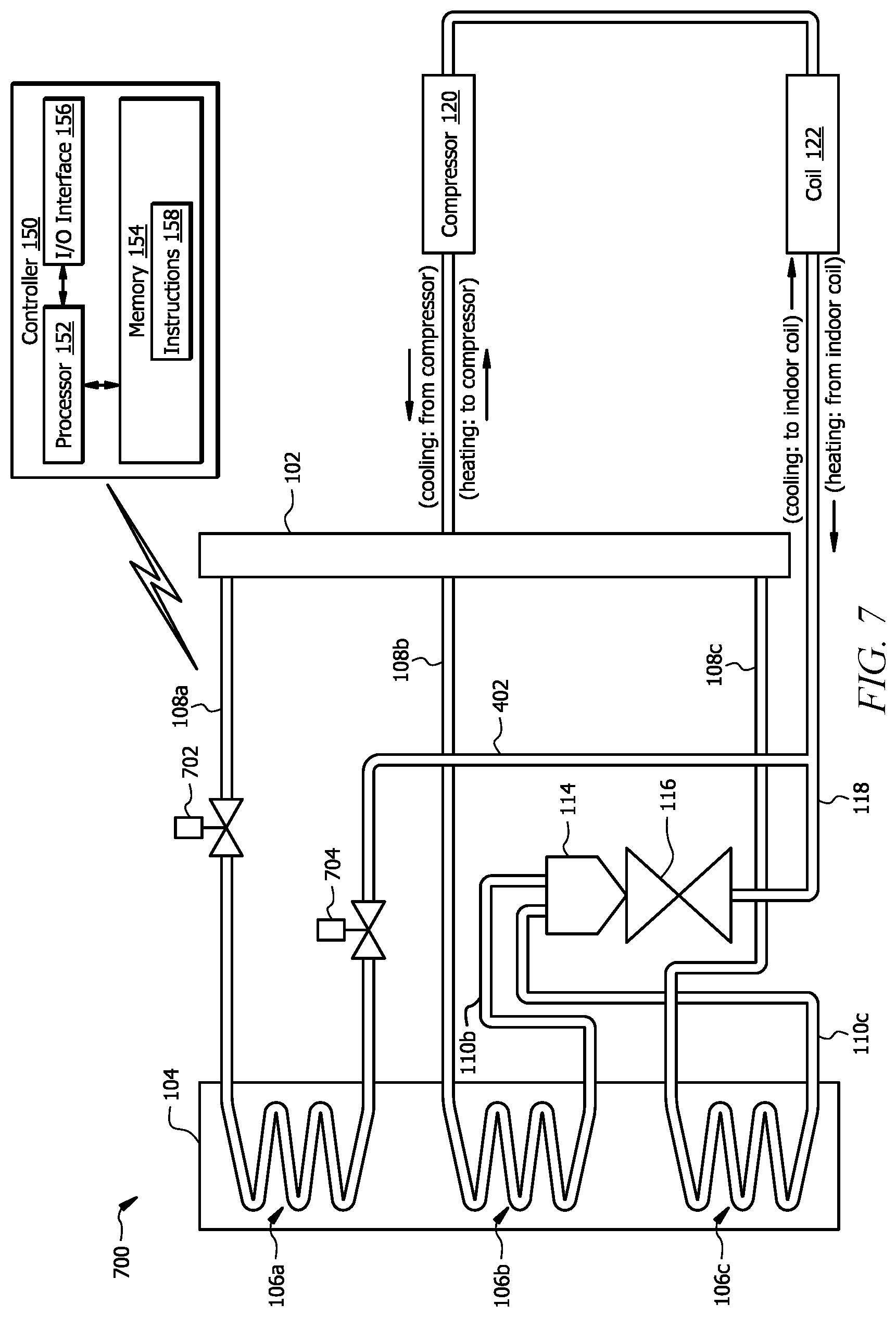 Patent US12305900 Figure 7 – Intelligent charge compensation in a heat pump system