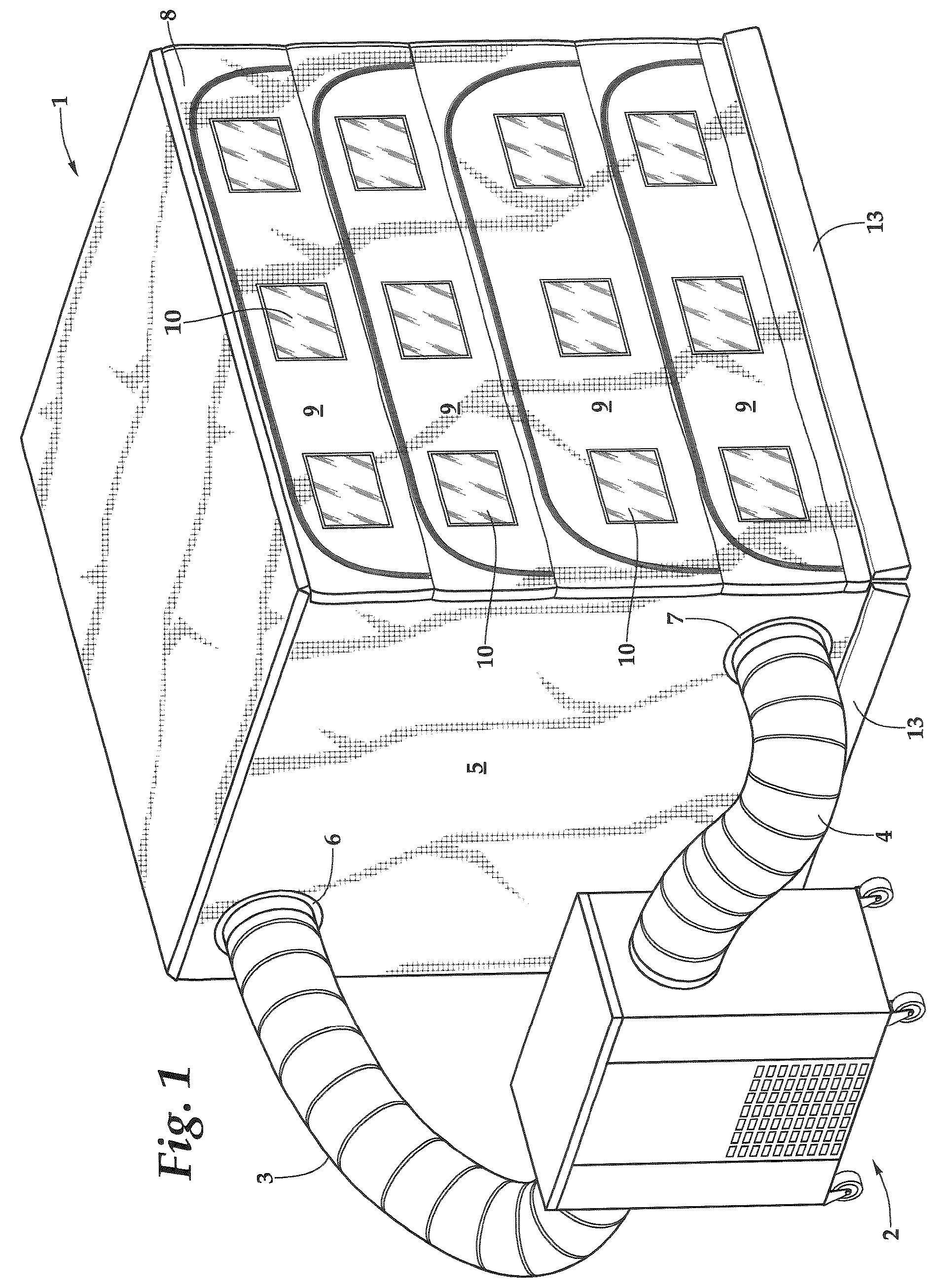 Patent US12305905 Figure 1 – Refrigerated portable room system
