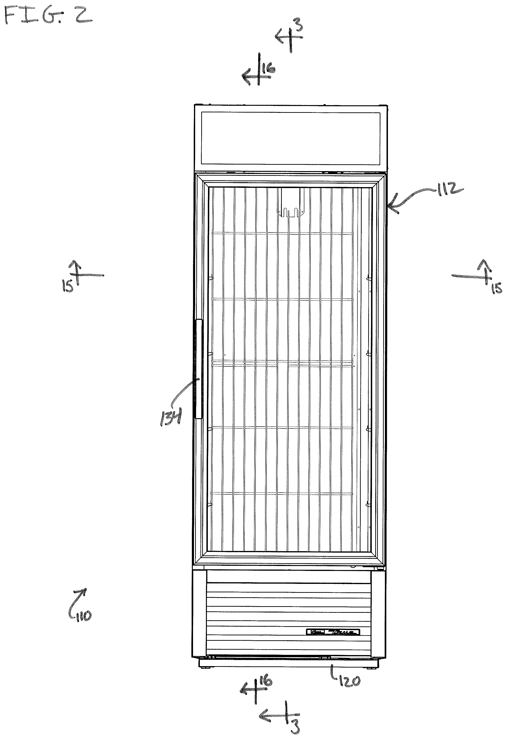 Patent US12305908 Figure 2 – Self-contained reach-in refrigerator