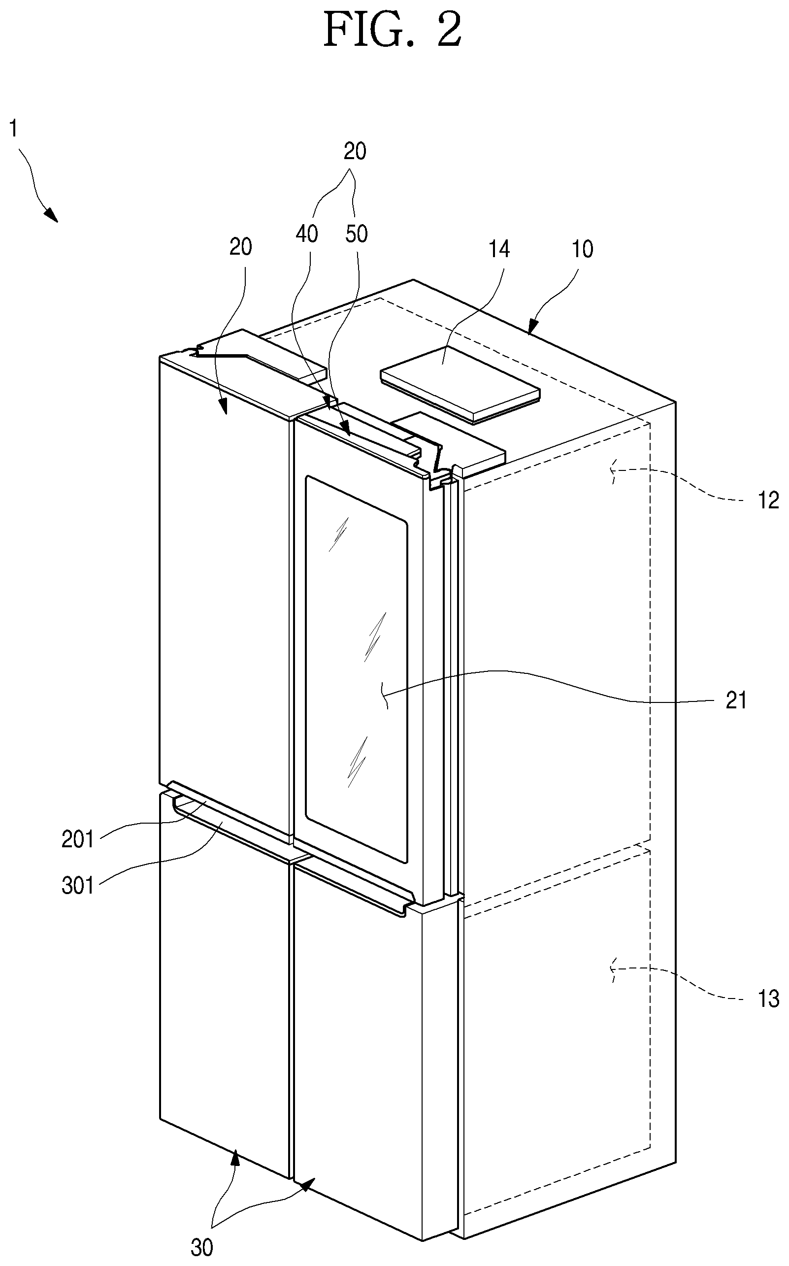Patent US12305909 Figure 2 – Refrigerator
