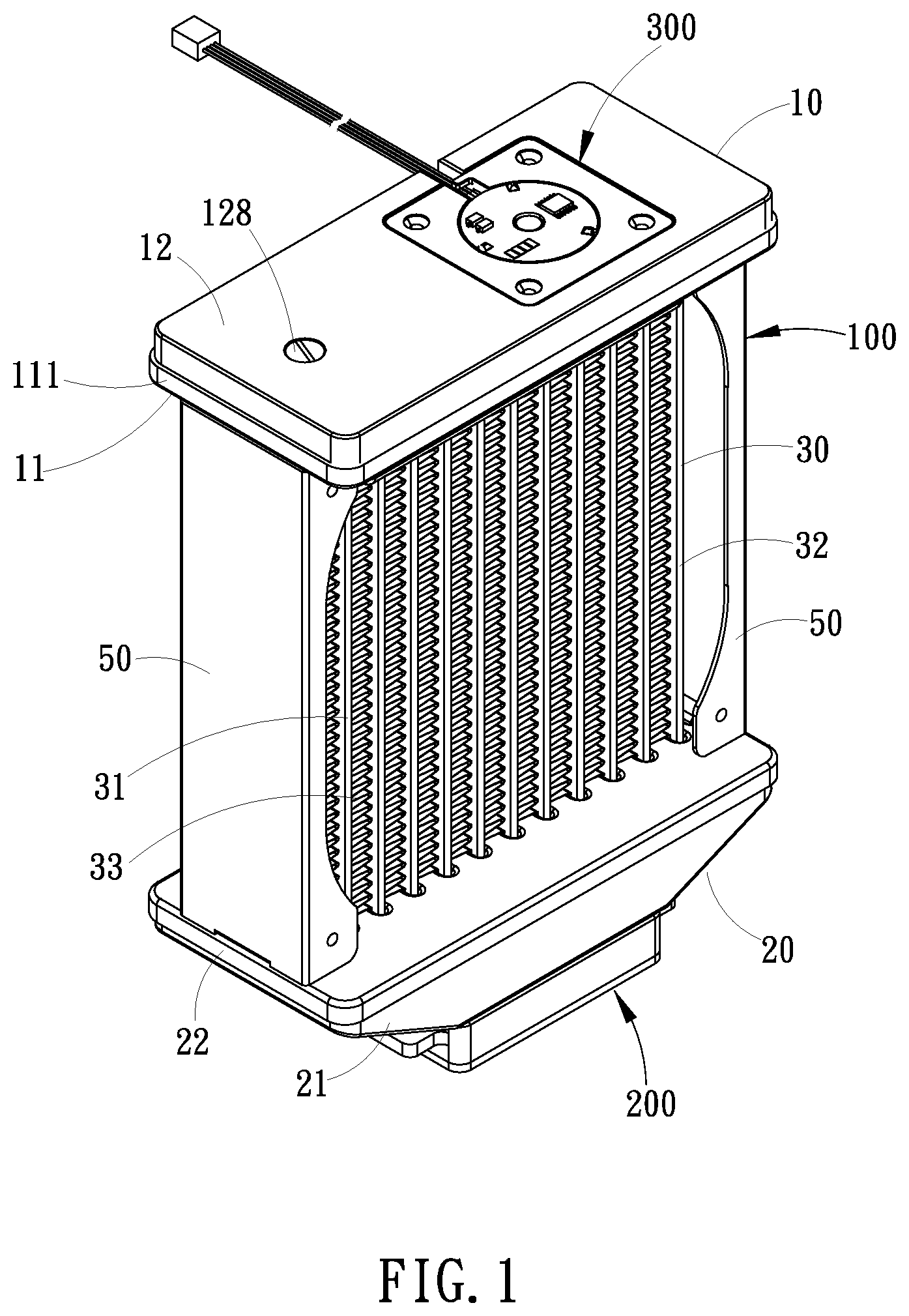 Patent US12305927 Figure 1 – Integrated liquid cooling heat dissipation device