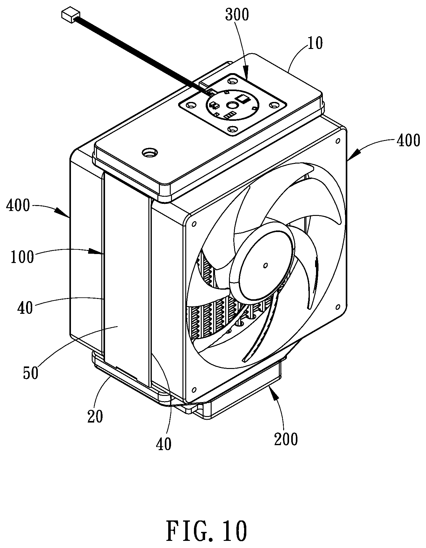 Patent US12305927 Figure 10 – Integrated liquid cooling heat dissipation device