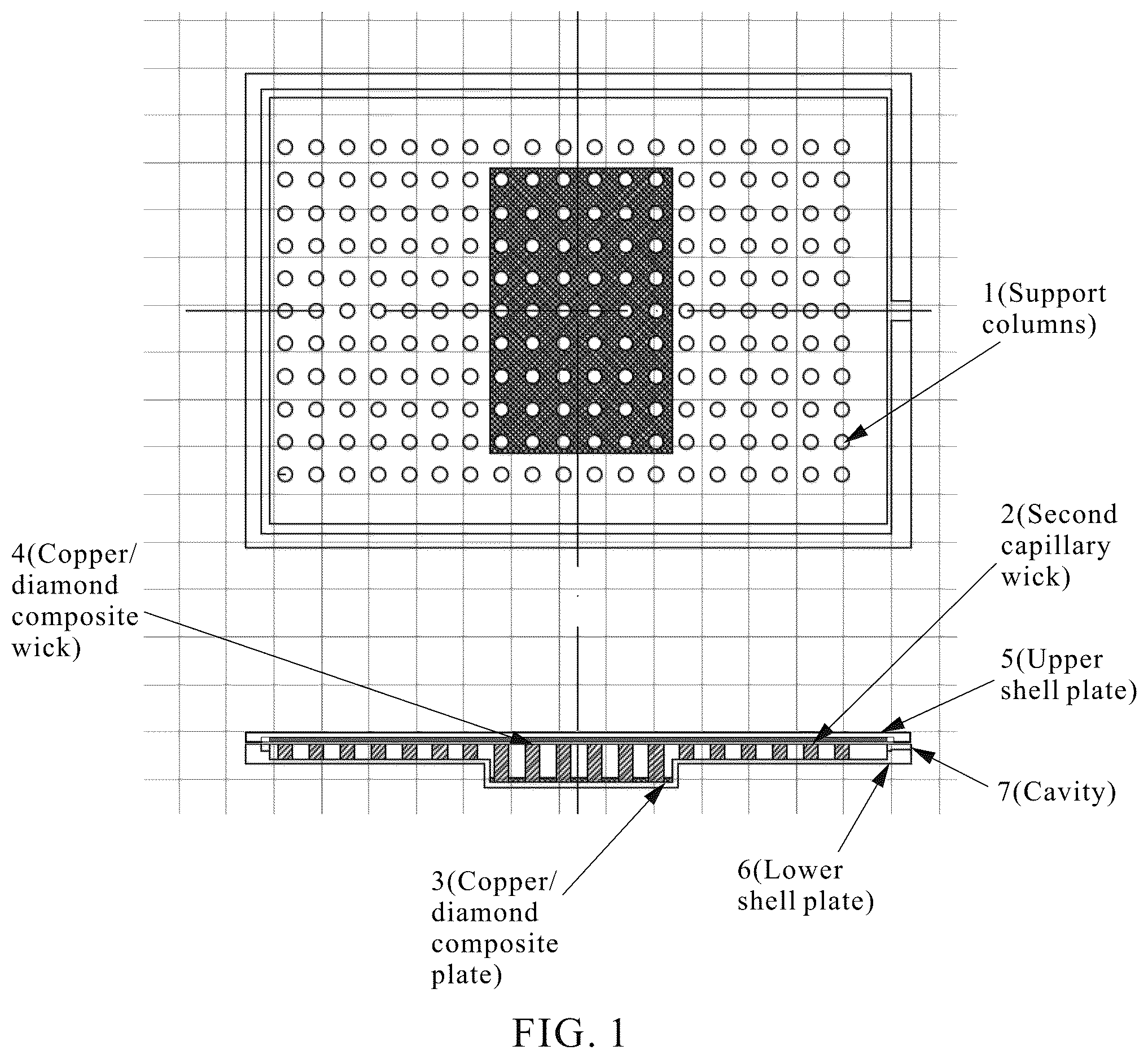 Patent US12305928 Figure 1 – Composite VC heat sink containing copper/diamond composite wick structure and method for preparing same