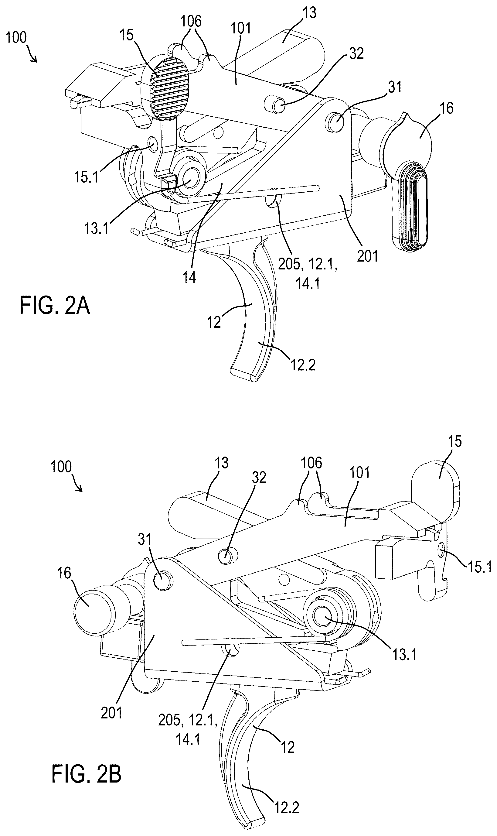 Patent US12305943 Figure 2 – Firearm operating mechanisms and bolt release