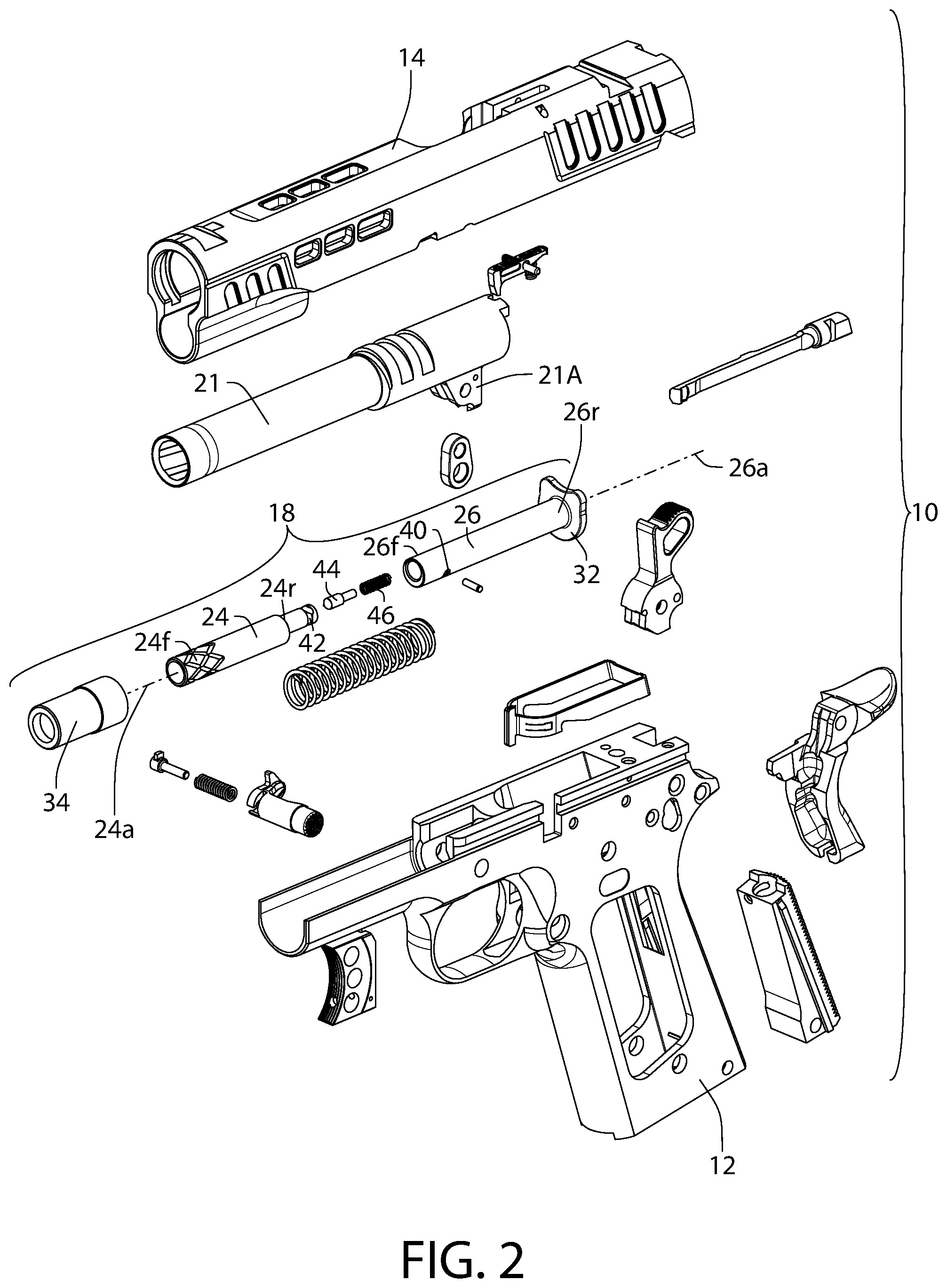 Patent US12305946 Figure 2 – Tool-less takedown rod for pistol