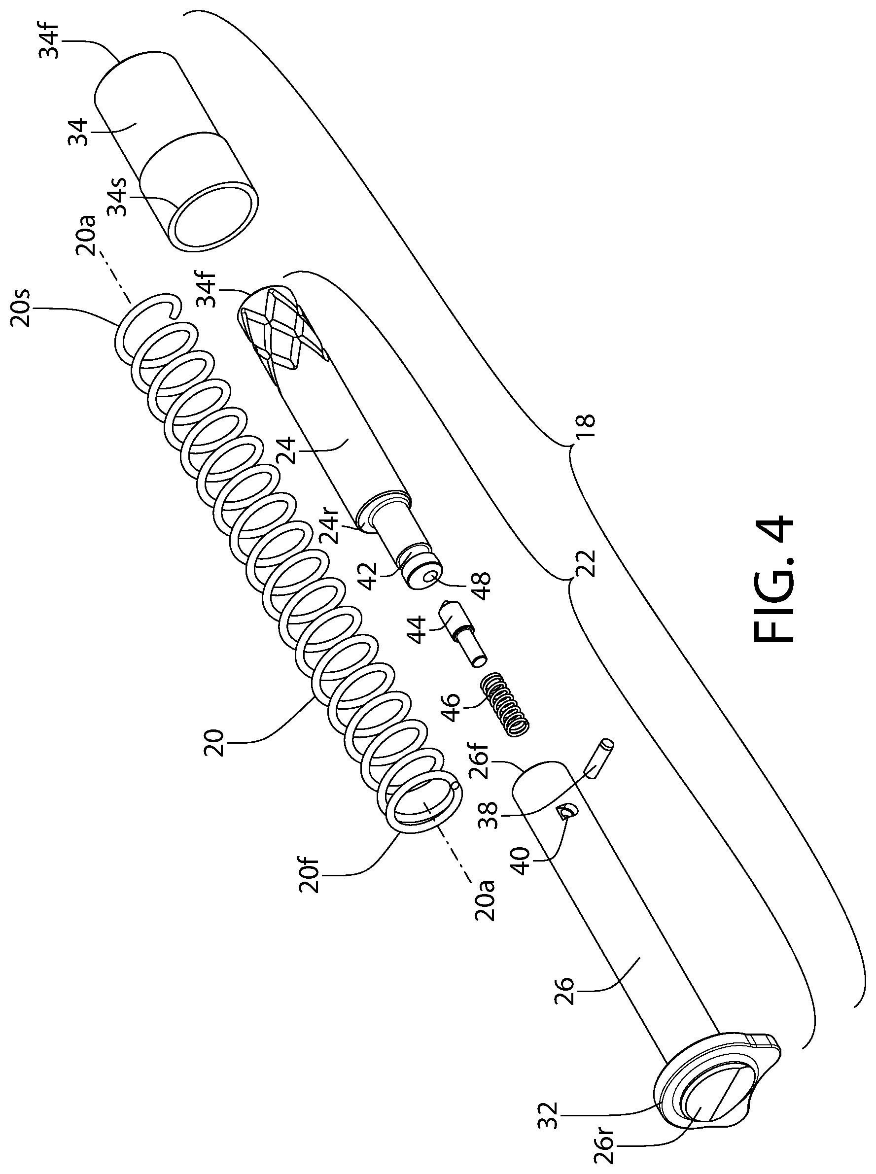 Patent US12305946 Figure 4 – Tool-less takedown rod for pistol