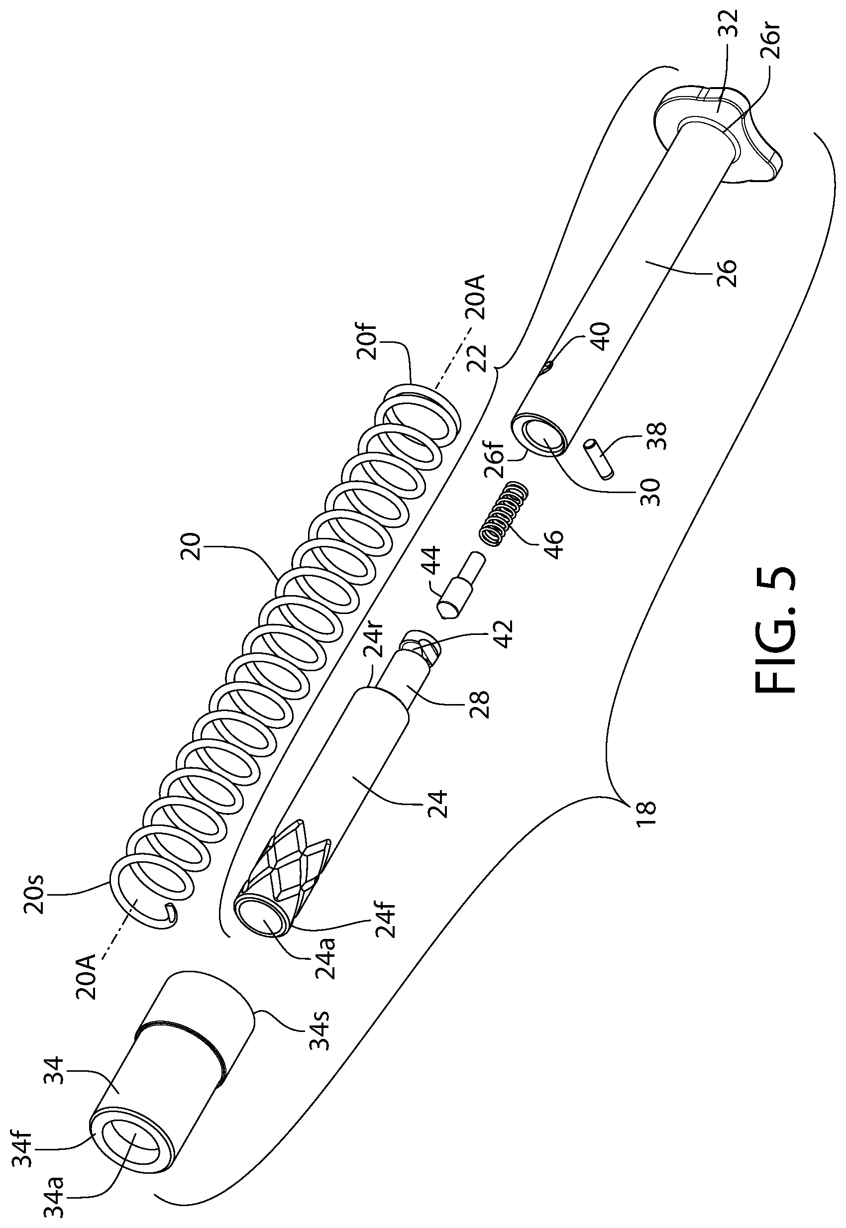 Patent US12305946 Figure 5 – Tool-less takedown rod for pistol