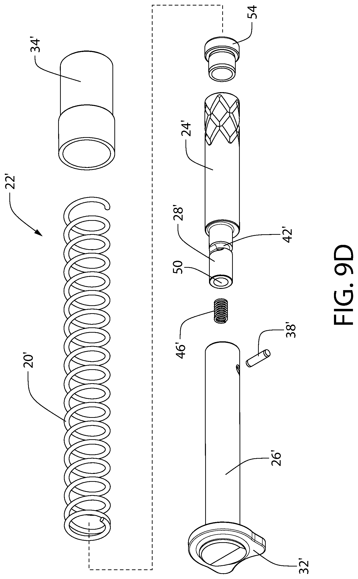 Patent US12305946 Figure 9 – Tool-less takedown rod for pistol