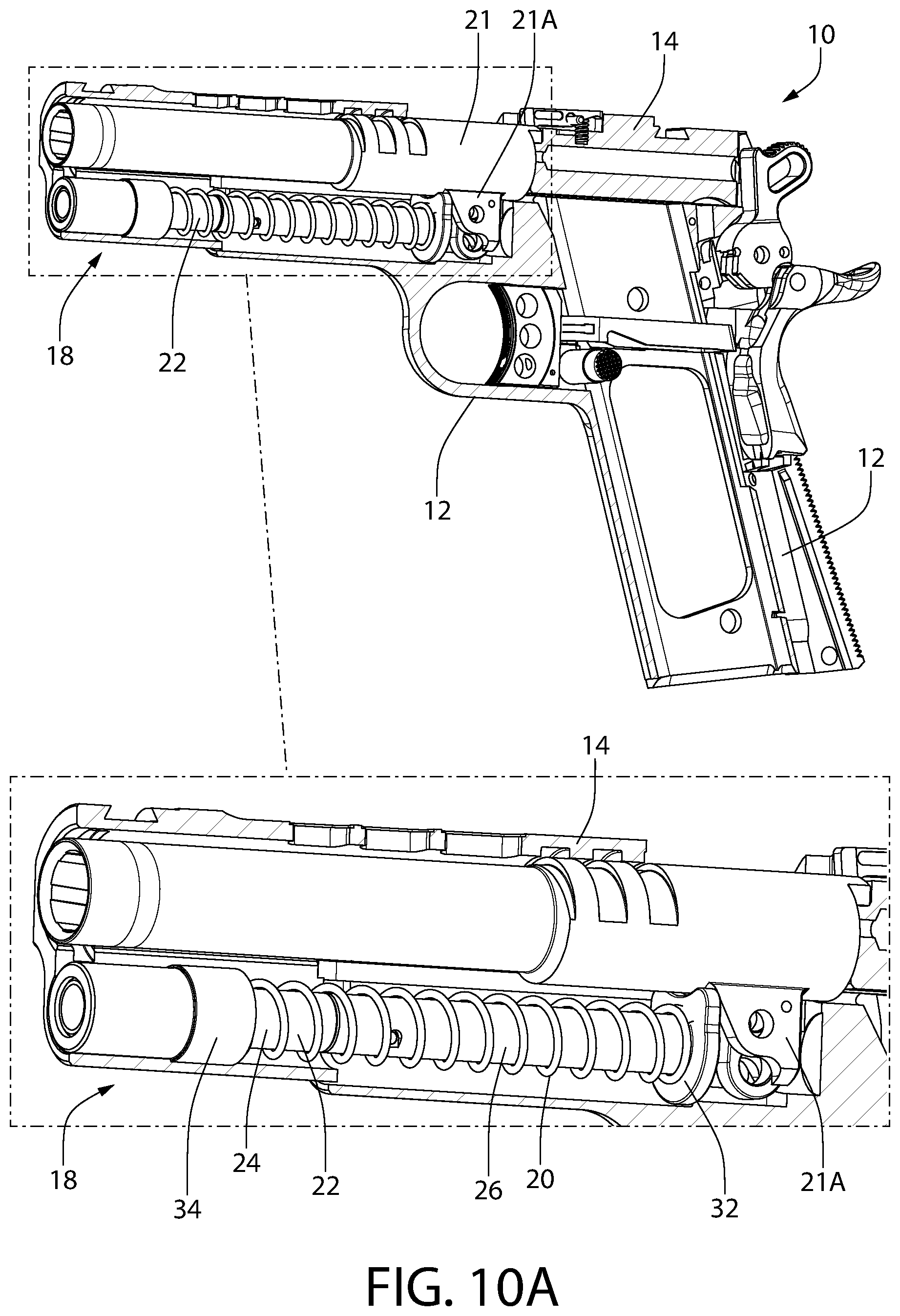 Patent US12305946 Figure 12 – Tool-less takedown rod for pistol