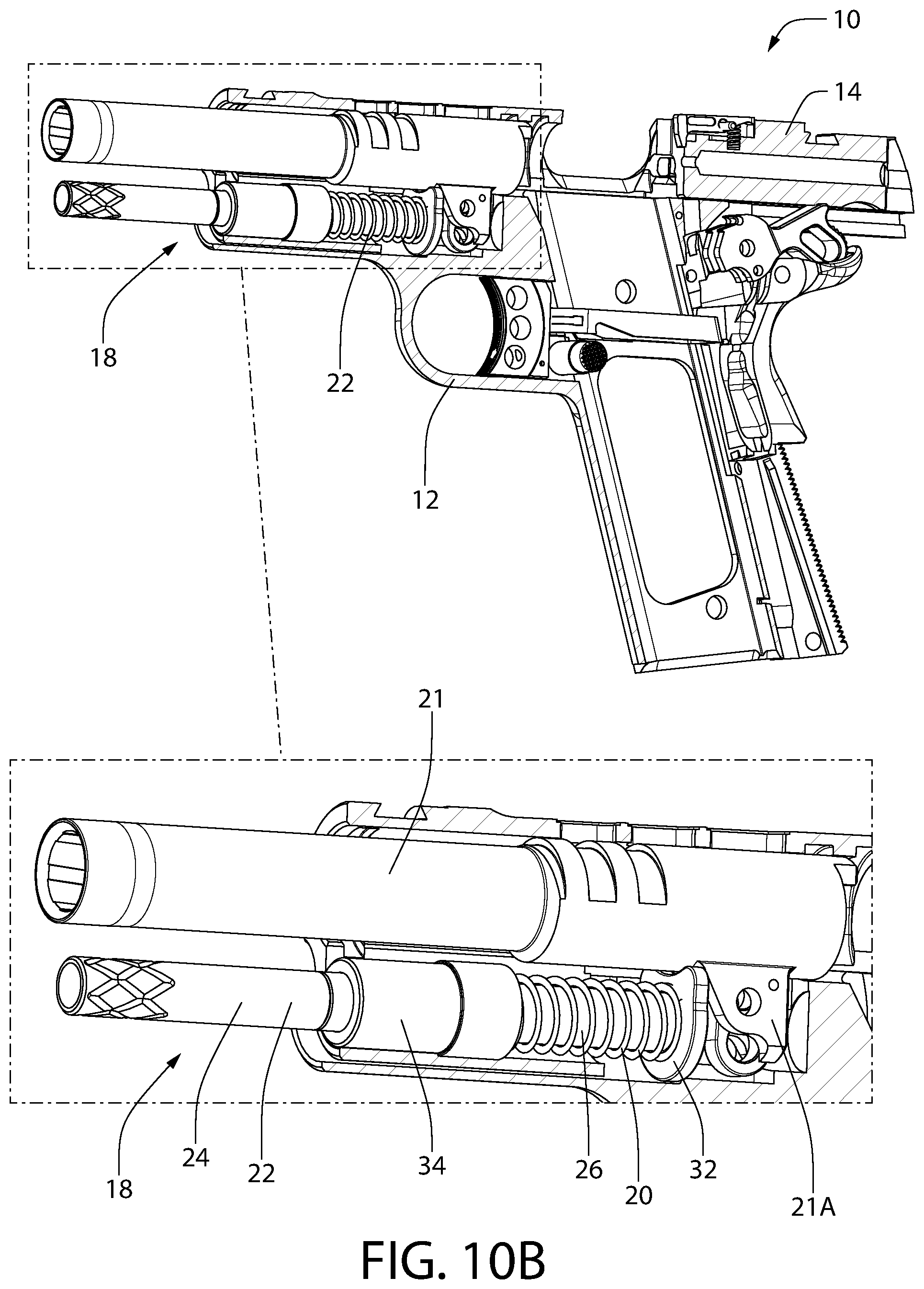 Patent US12305946 Figure 13 – Tool-less takedown rod for pistol