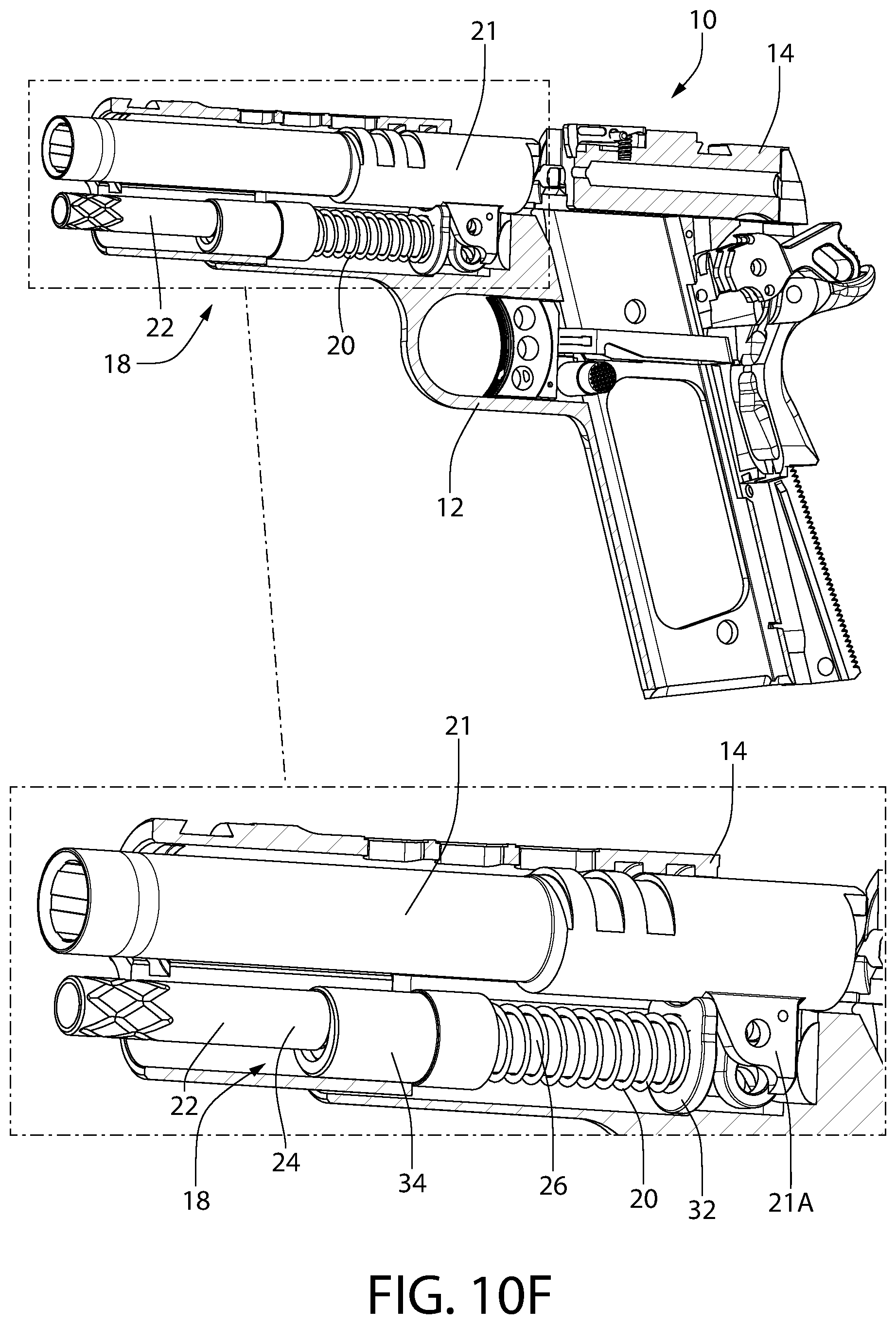 Patent US12305946 Figure 17 – Tool-less takedown rod for pistol