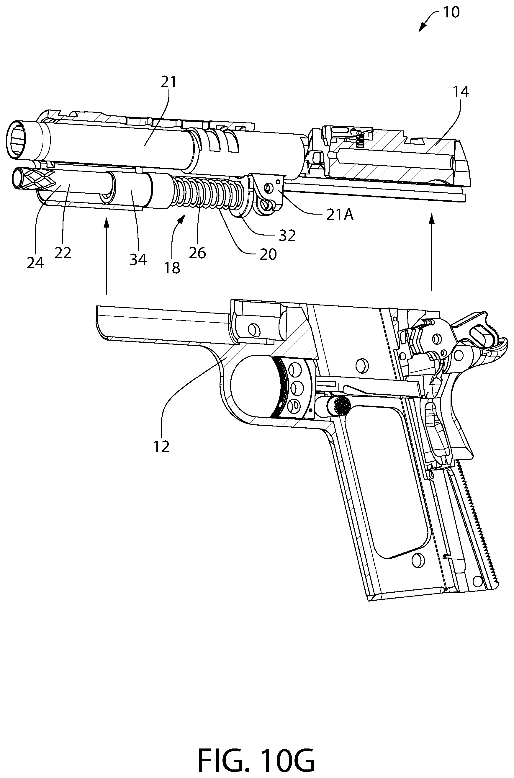 Patent US12305946 Figure 18 – Tool-less takedown rod for pistol