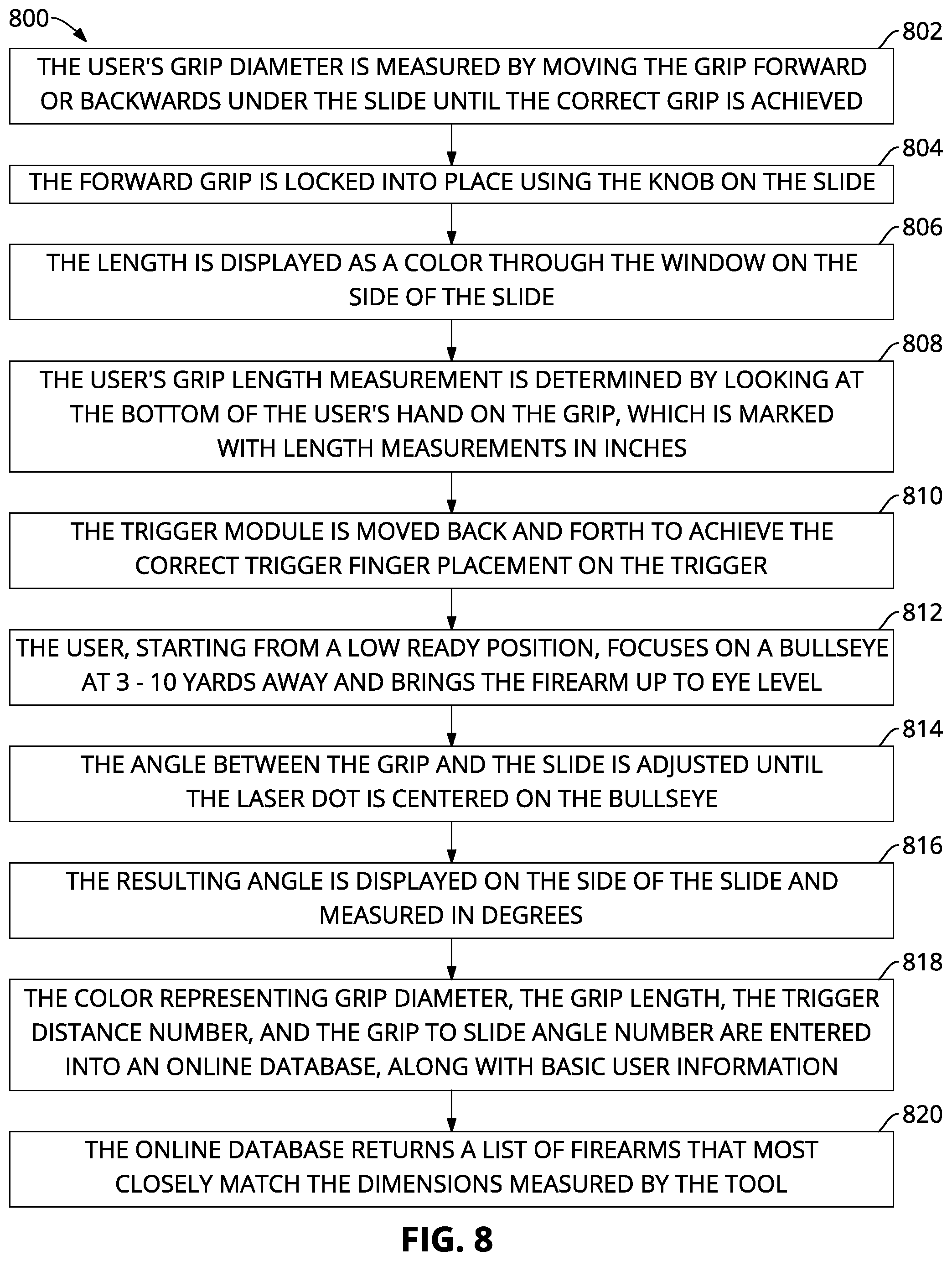 Patent US12305948 Figure 5 – Grip size measuring tool