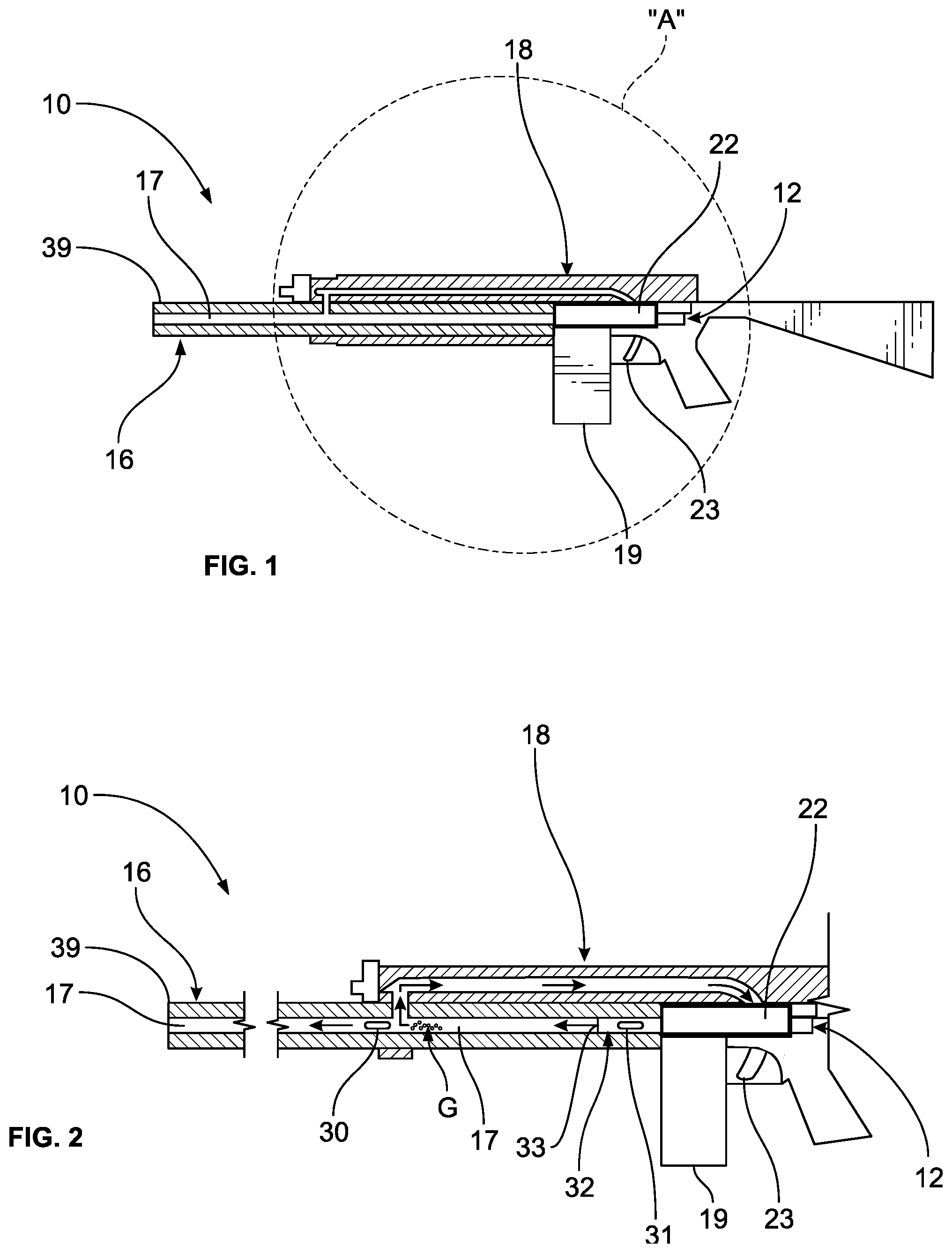 Patent US12305949 Figure 1 – Firearm assemblies with multiple gas ports