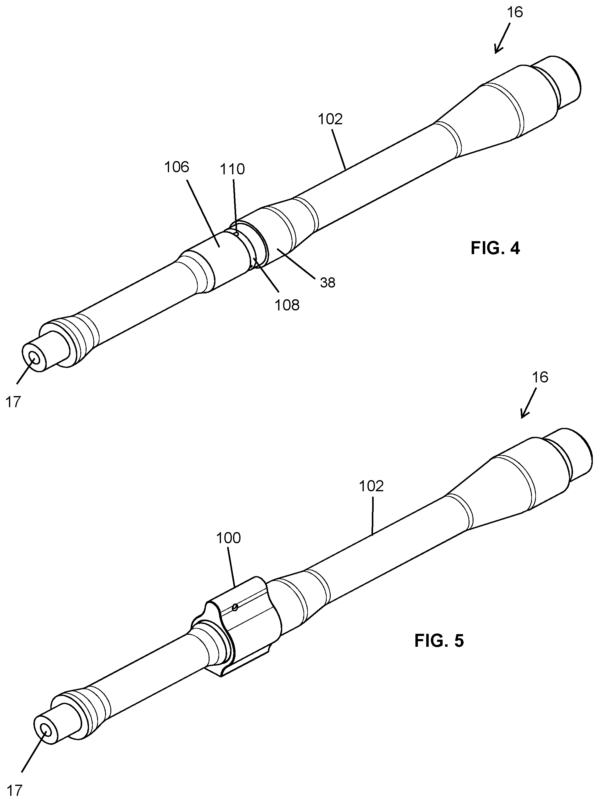 Patent US12305949 Figure 3 – Firearm assemblies with multiple gas ports