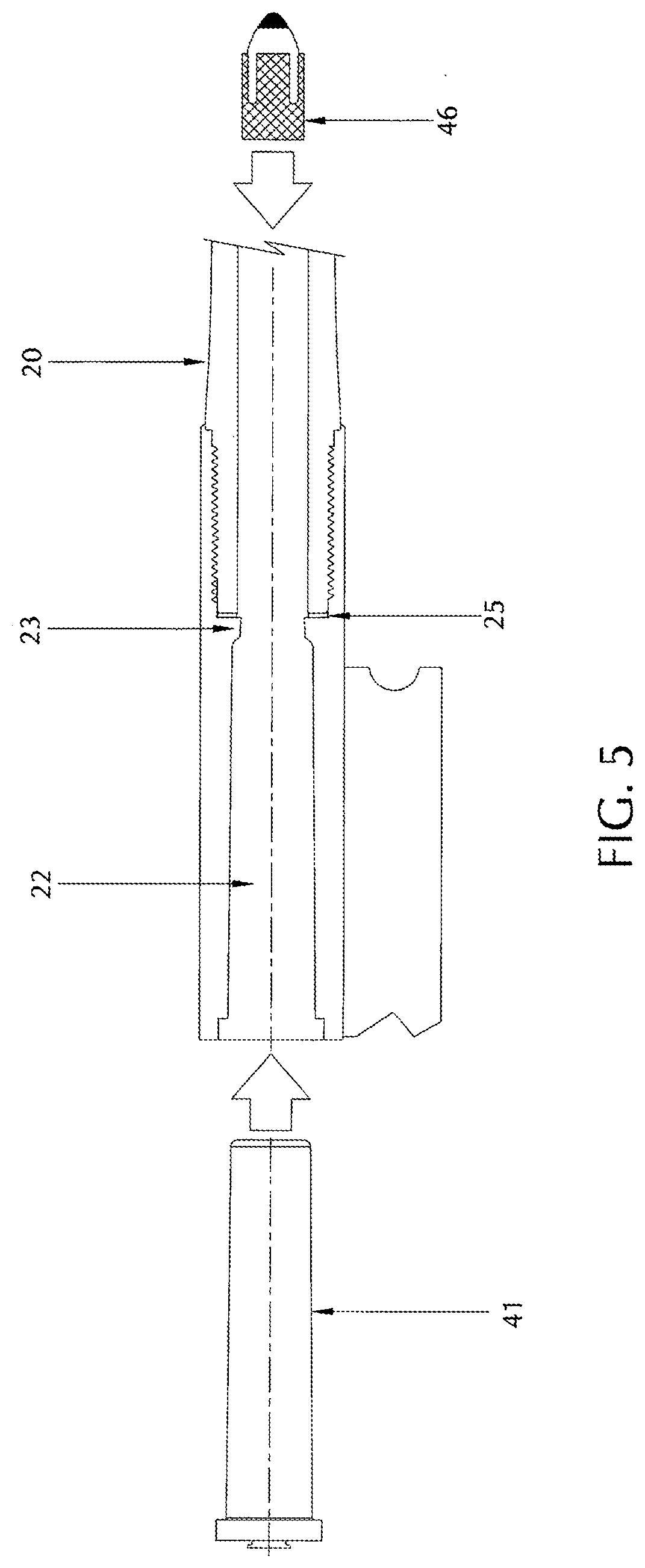 Patent US12305950 Figure 5 – Rifles and muzzle loading rifles receiving propellant charge with an extended primer cap in a bolt action configuration, and method of loading