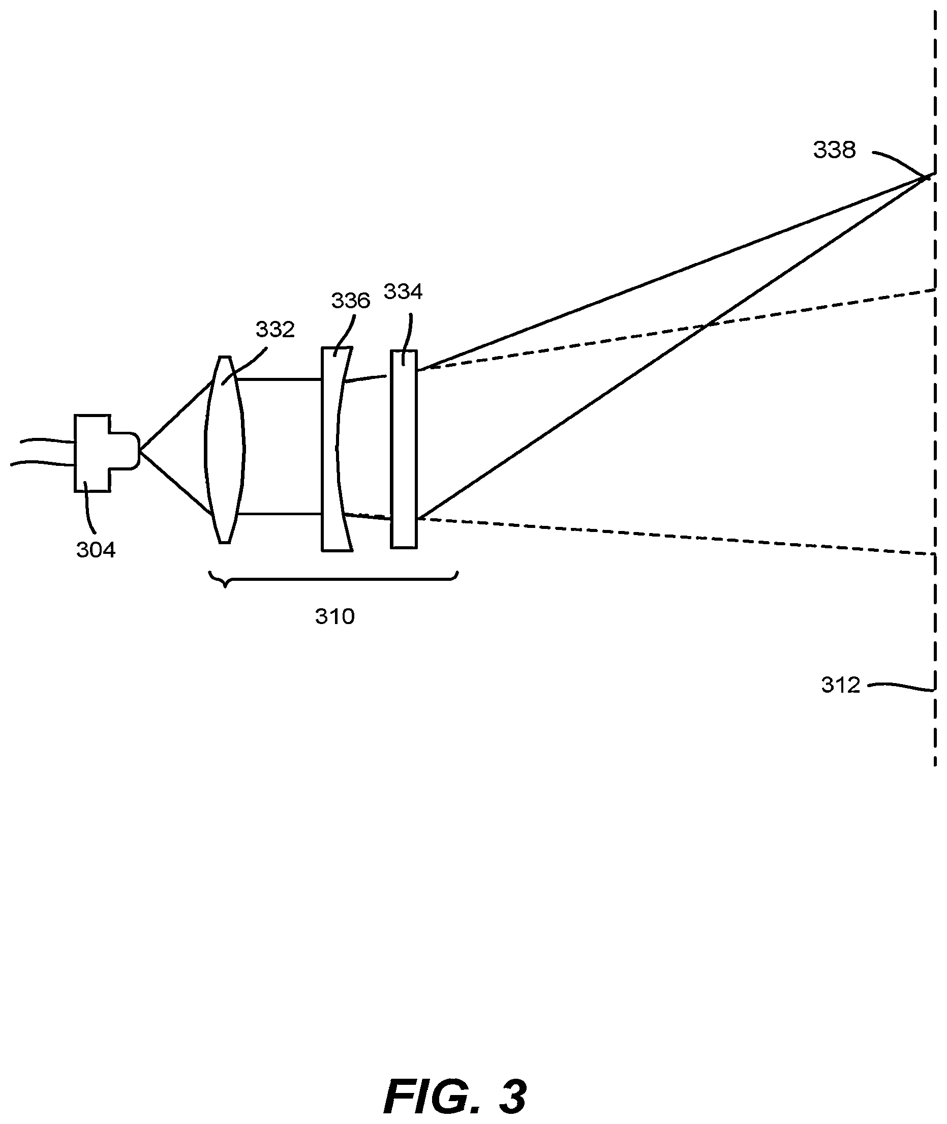 Patent US12305974 Figure 3 – Diffractive optical element with undiffracted light expansion for eye safe operation