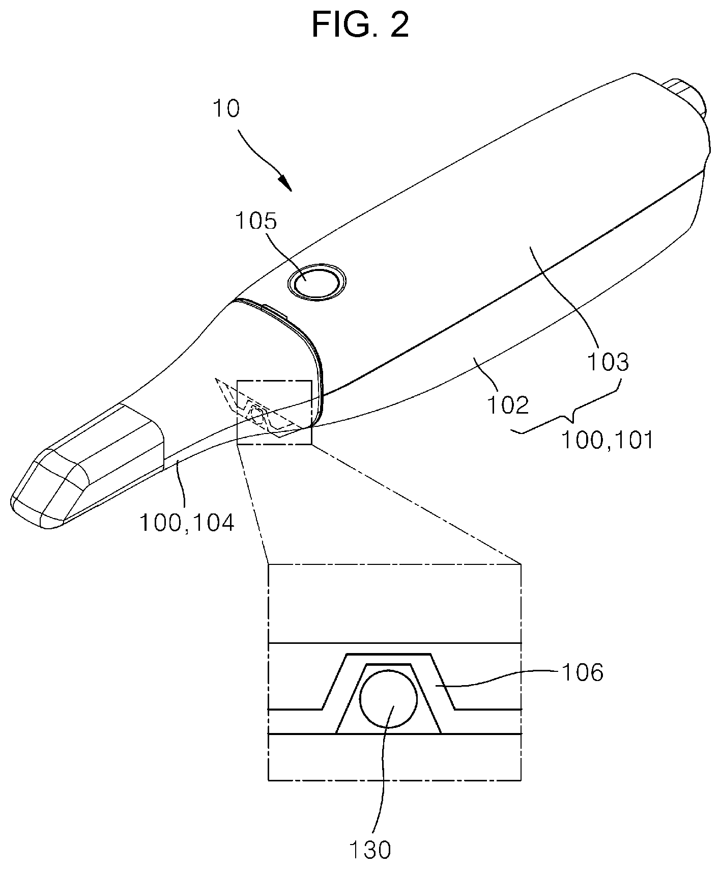Patent US12305975 Figure 2 – Three-dimensional scanning system and method for controlling the same