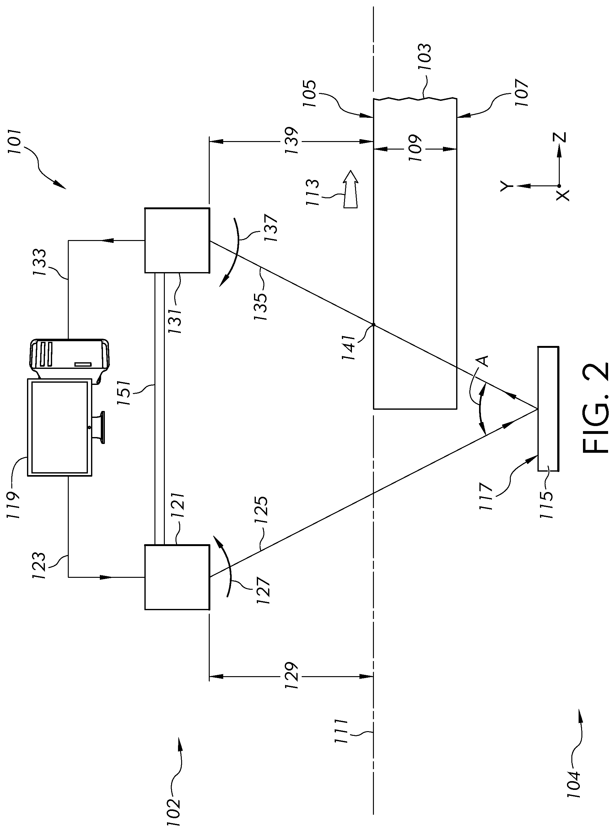 Patent US12305983 Figure 2 – Methods and apparatus for measuring a feature of glass-based substrate