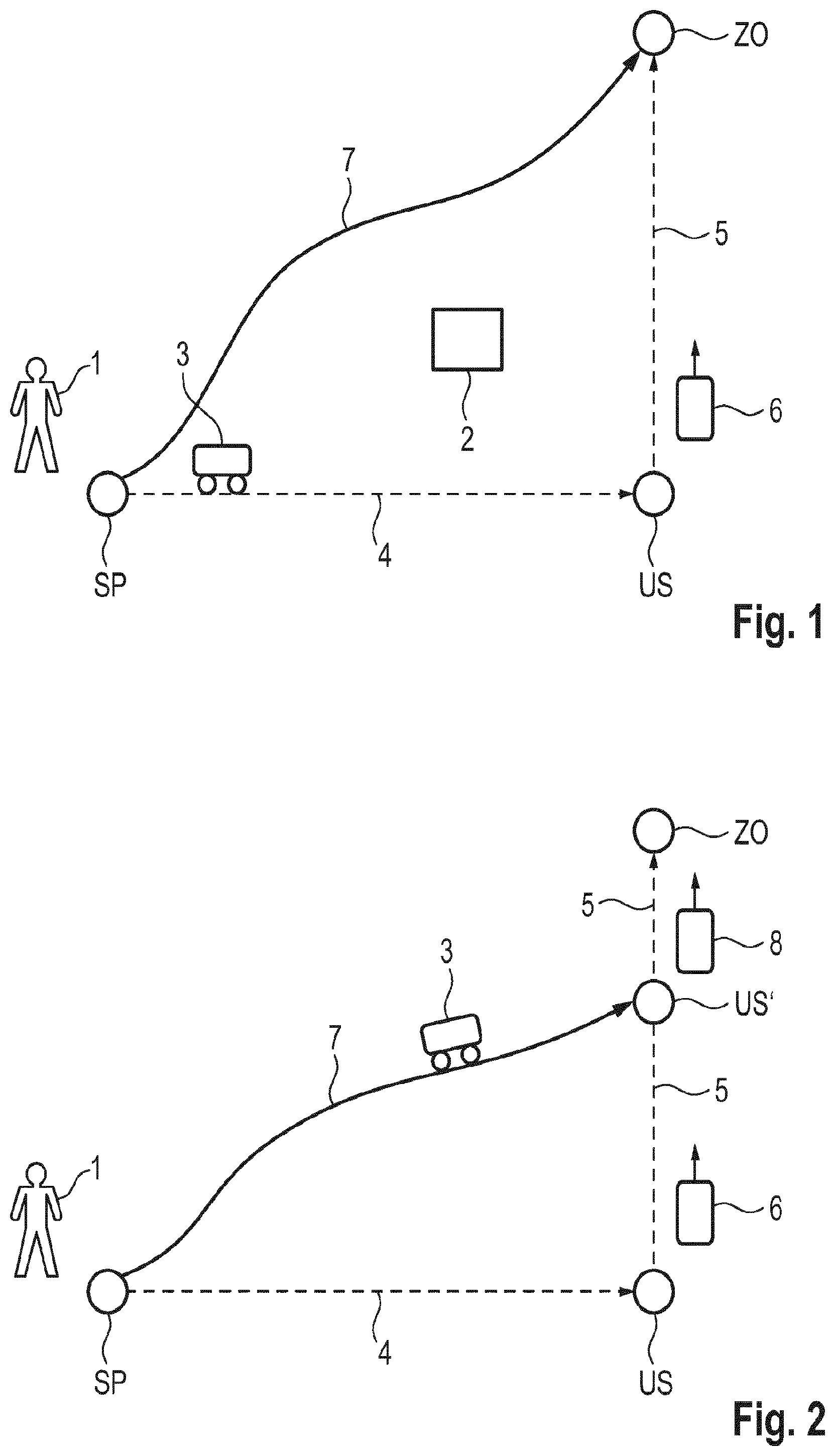Patent US12305993 Figure 1 – Method for checking a transport journey of a user by means of an autonomously driving vehicle, and electronic management system