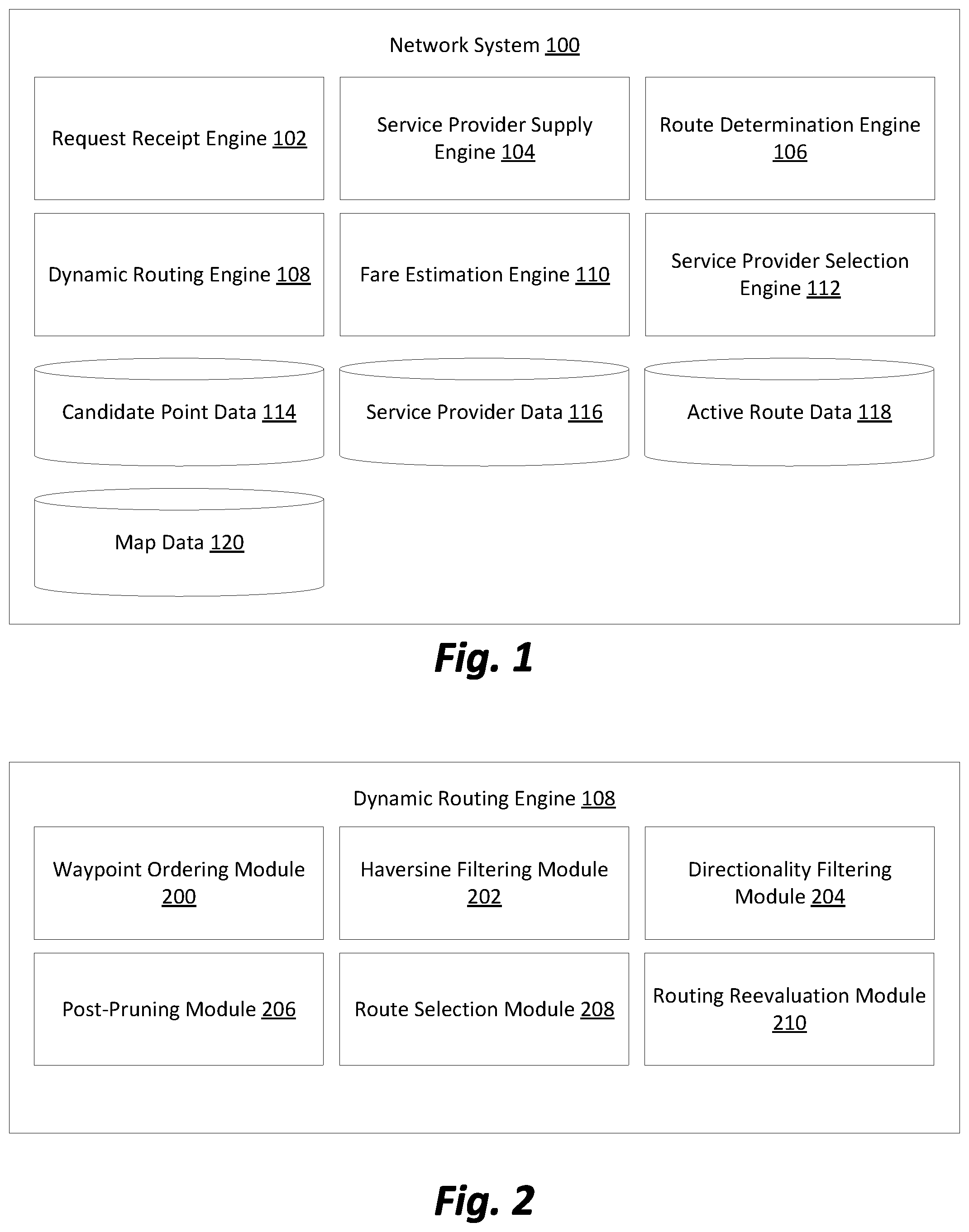Patent US12305996 Figure 1 – Dynamically determining origin and destination locations for a network system