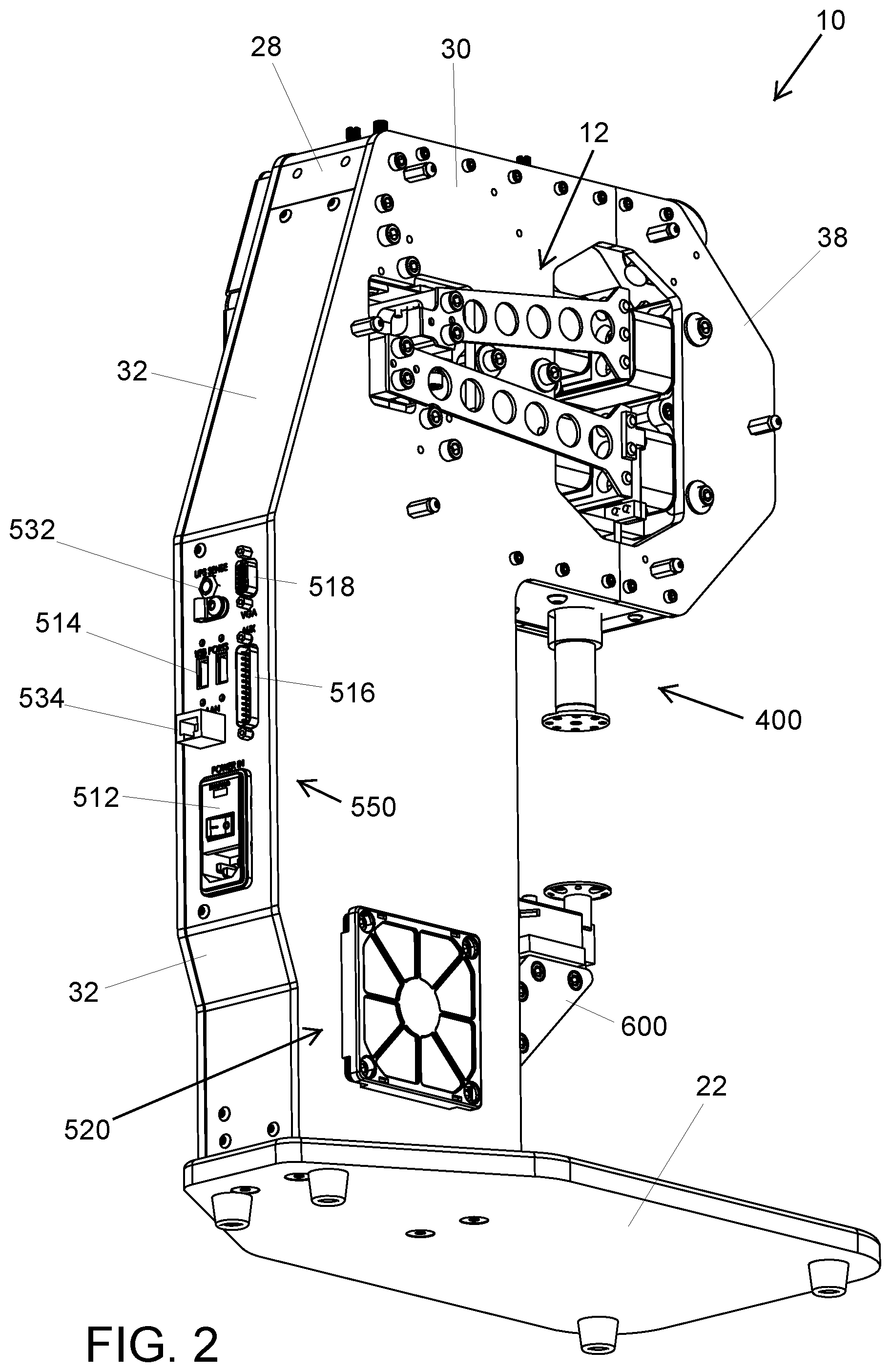 Patent US12306018 Figure 2 – Material testing apparatus having vibration mitigation