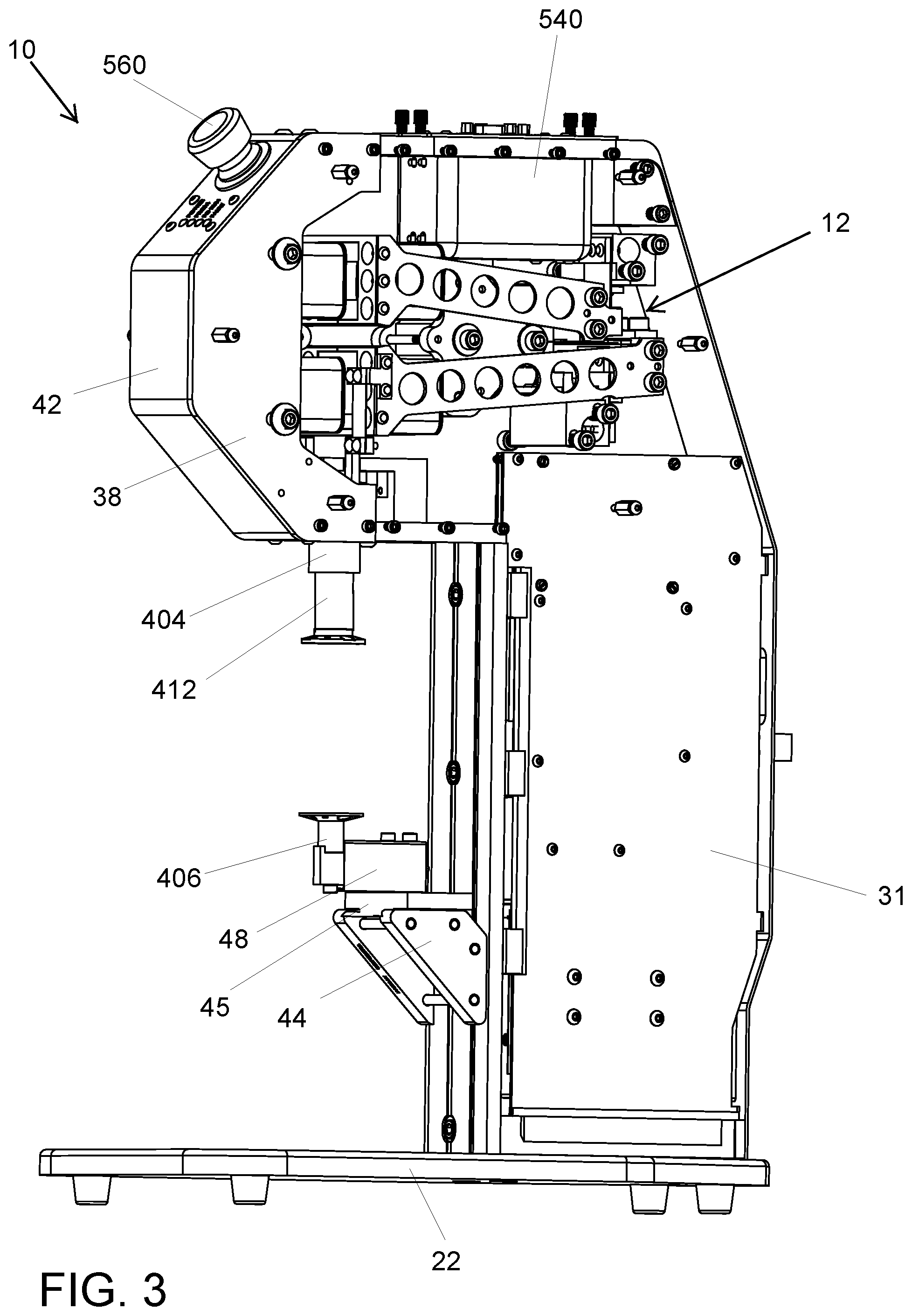 Patent US12306018 Figure 3 – Material testing apparatus having vibration mitigation