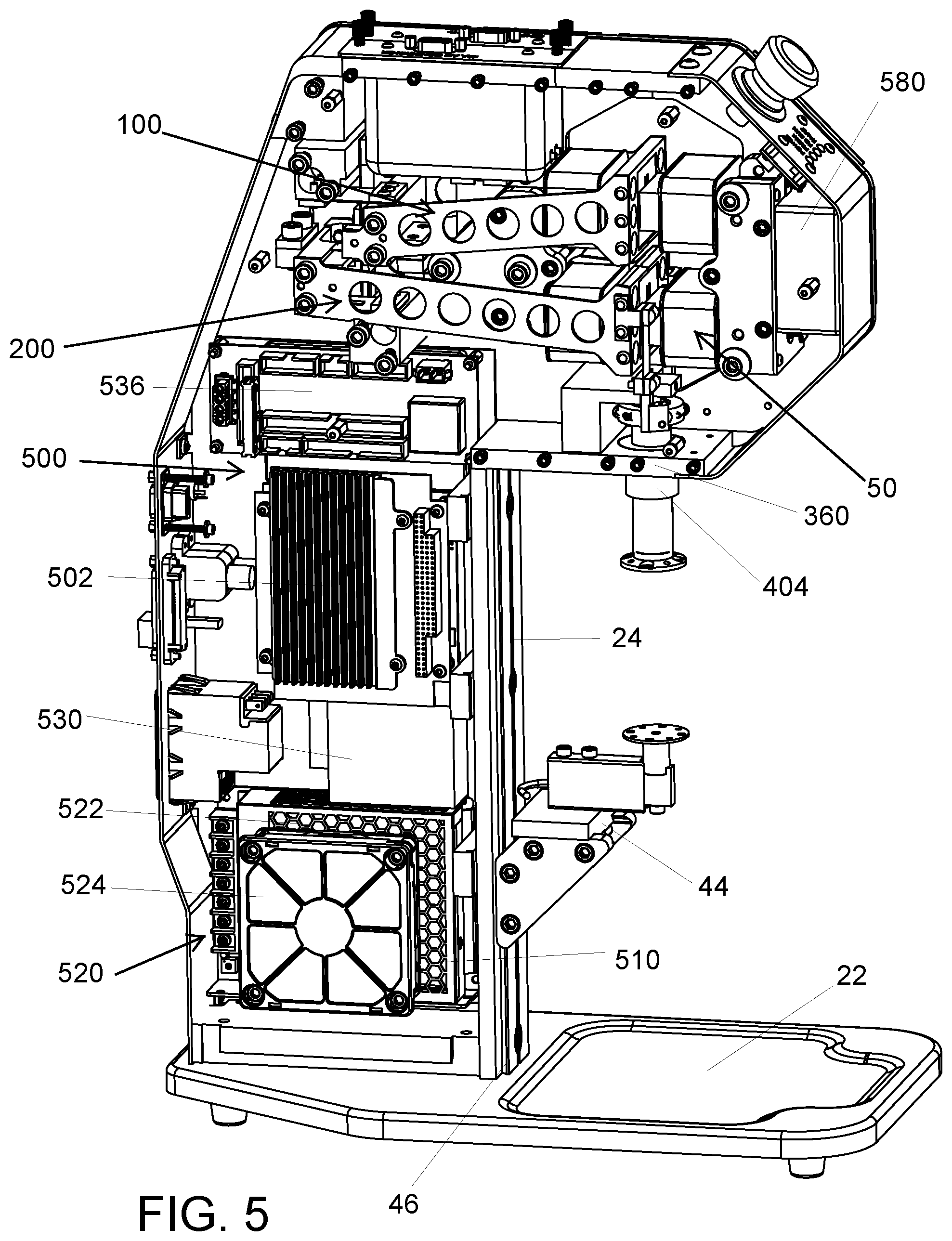 Patent US12306018 Figure 5 – Material testing apparatus having vibration mitigation