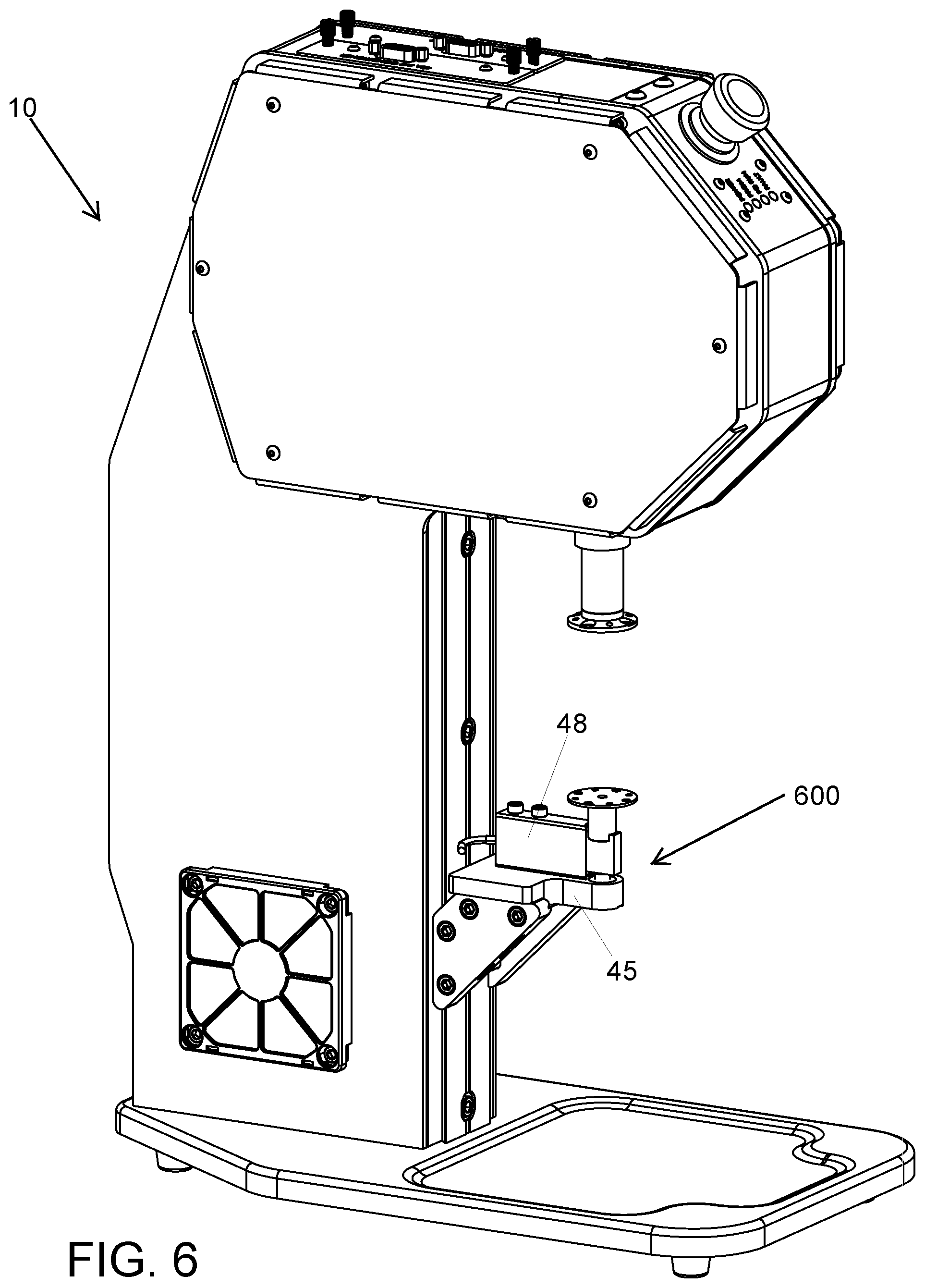 Patent US12306018 Figure 6 – Material testing apparatus having vibration mitigation