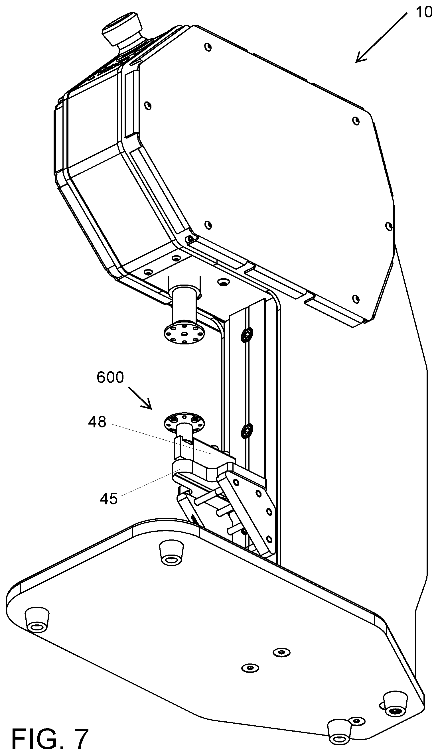Patent US12306018 Figure 7 – Material testing apparatus having vibration mitigation