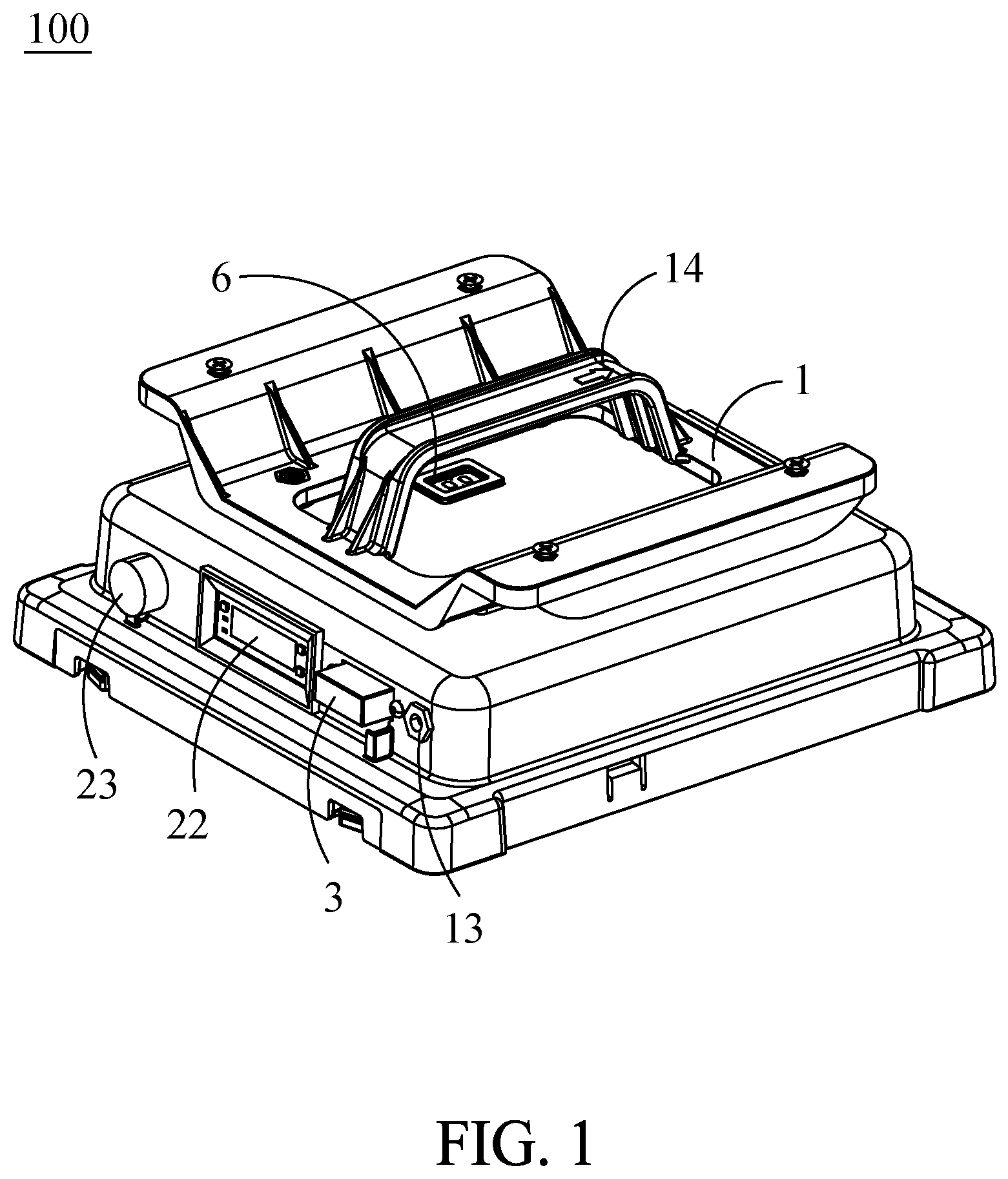Patent US12306028 Figure 1 – Jig for automatically measuring flow rate of reticle carrier