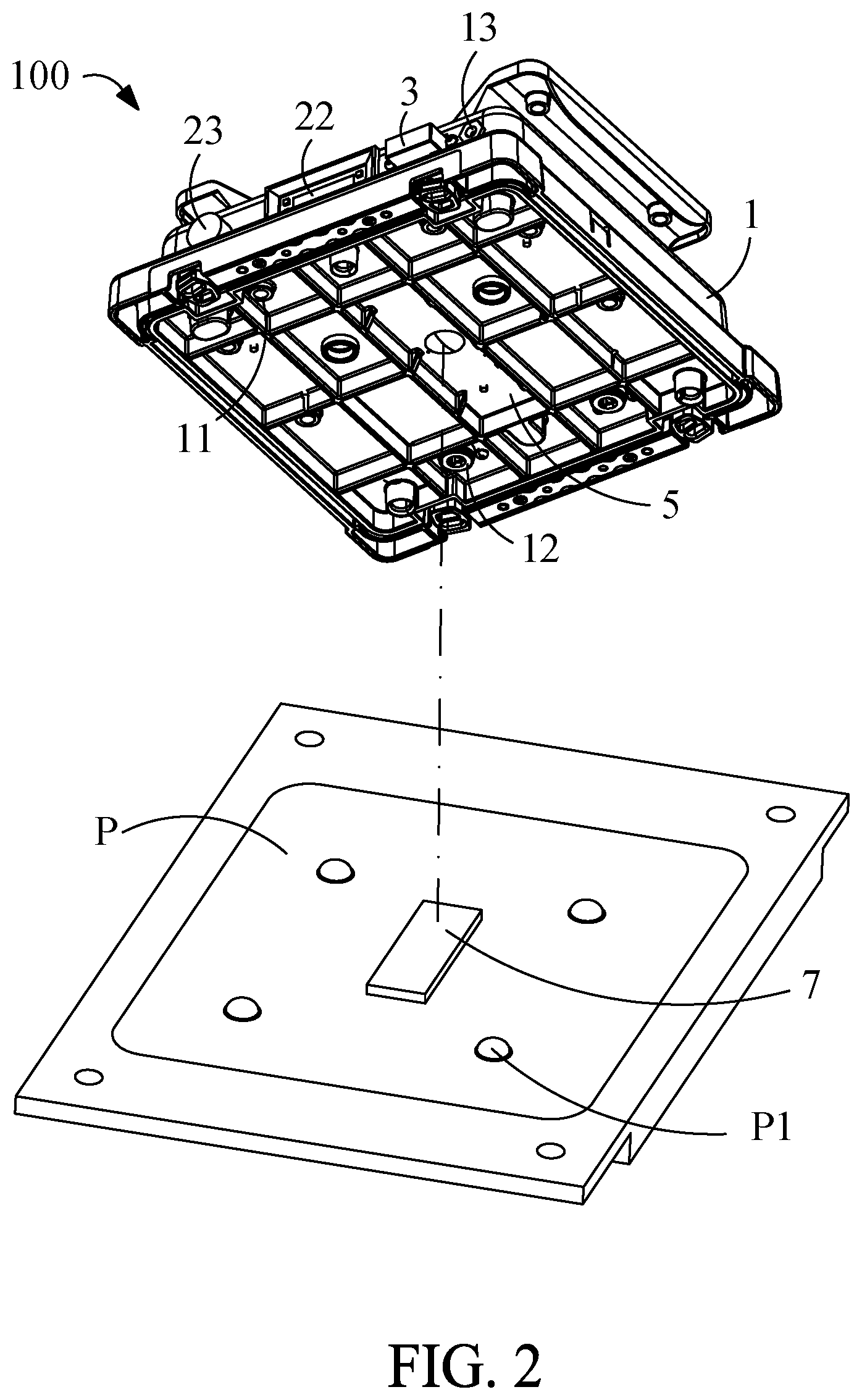 Patent US12306028 Figure 2 – Jig for automatically measuring flow rate of reticle carrier